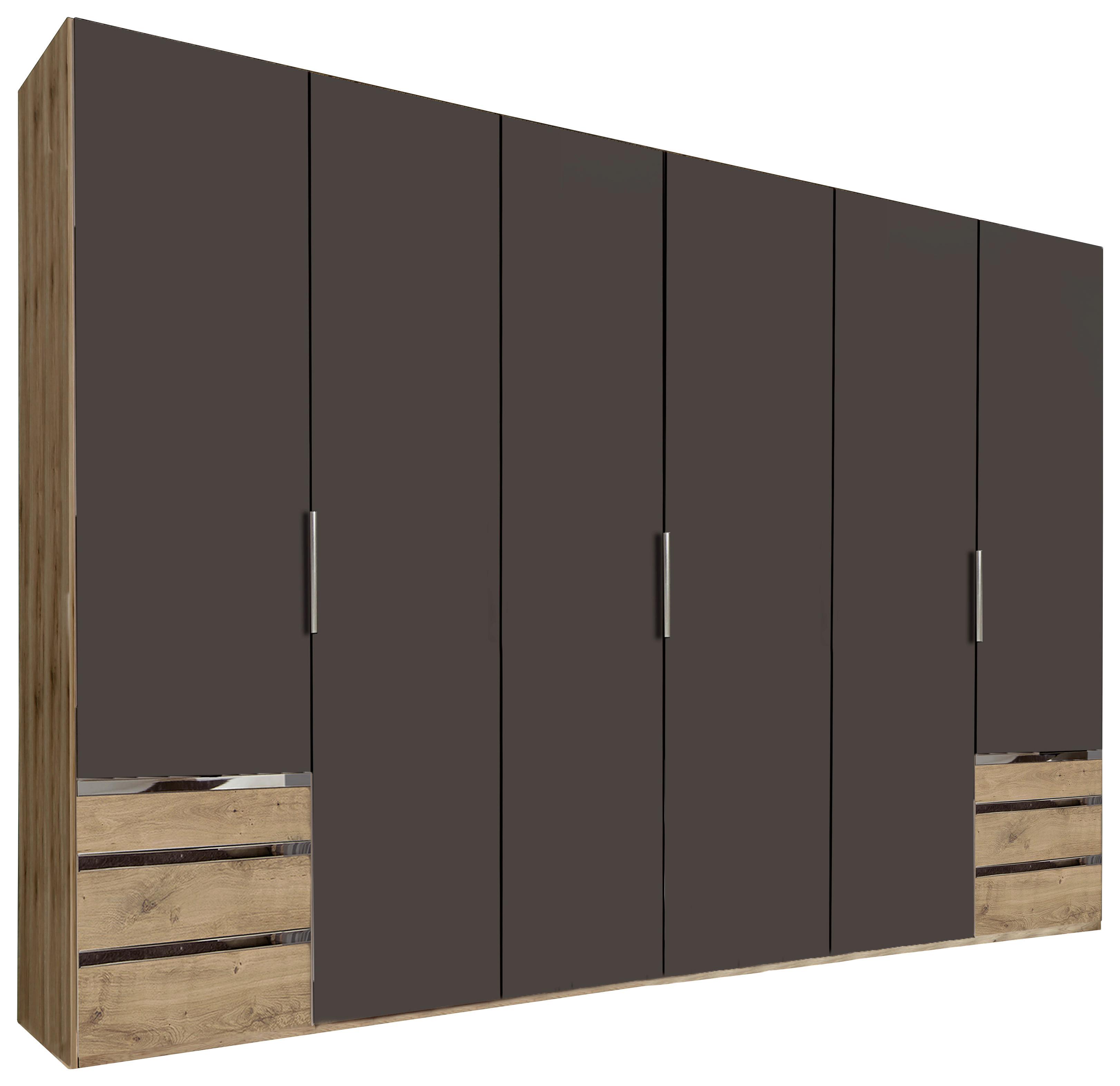 Drehtürenschrank Level 36A ca. 300x216x58cm Graphitfraben - Chromfarben/Eichefarben, MODERN, Holzwerkstoff/Metall (300/216/58cm) - MID.YOU