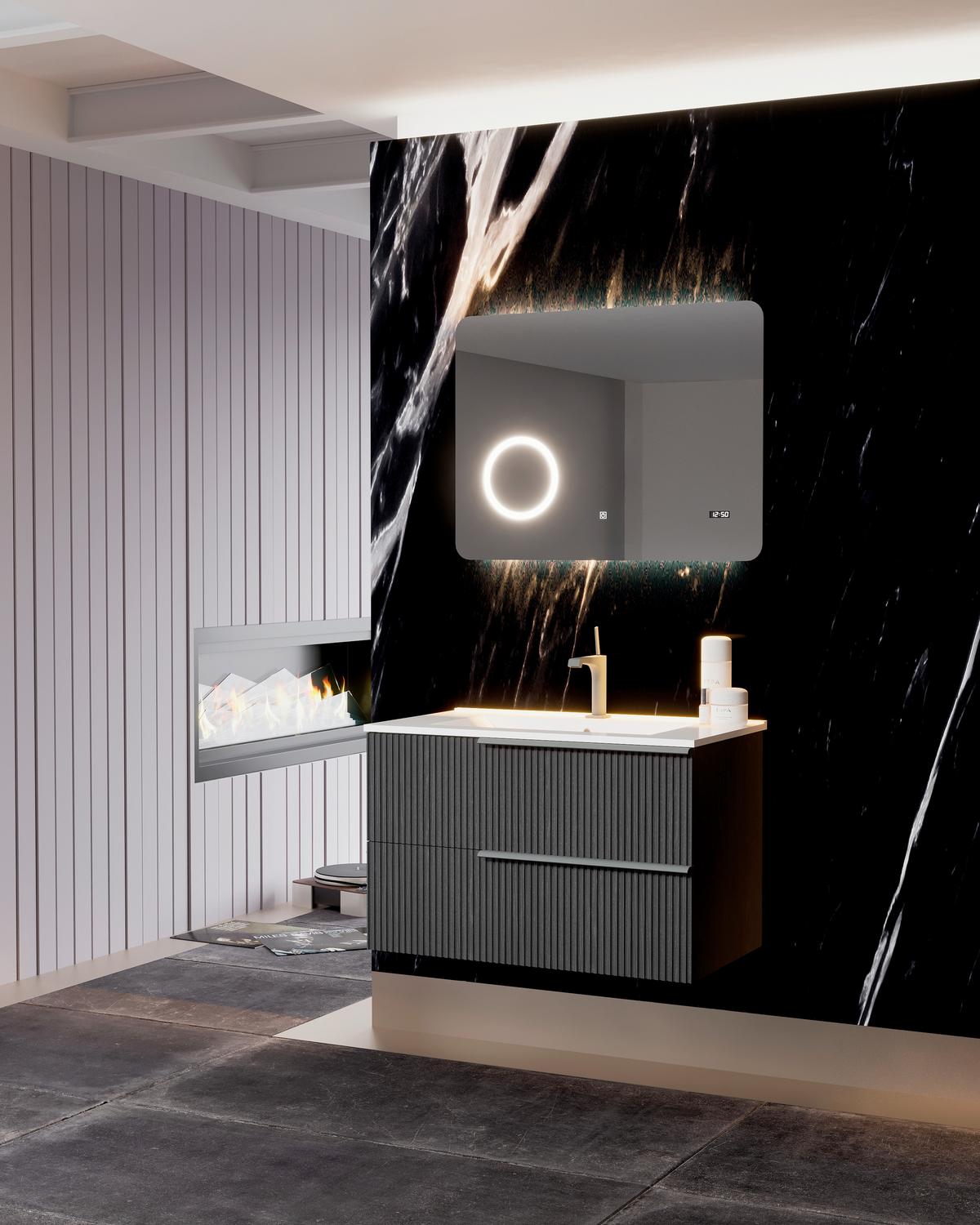 Element S Umivaonikom Sidney - siva/crna, Moderno, drvni materijal/metal (81/53/46cm)