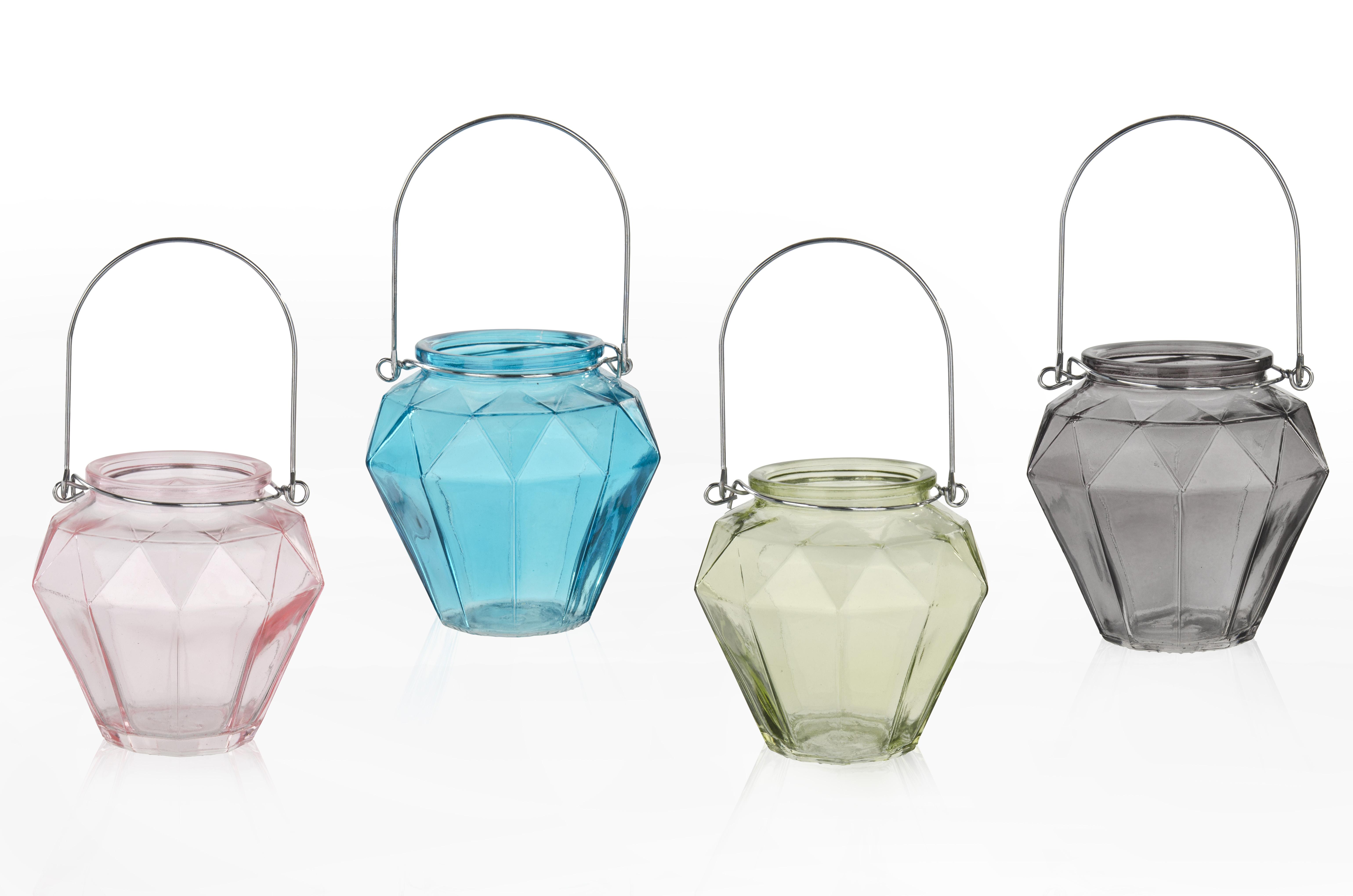 Laterne Georgina aus Farbglas - Türkis/Gelb, MODERN, Glas/Metall (10,5/9,7cm) - Mömax modern living