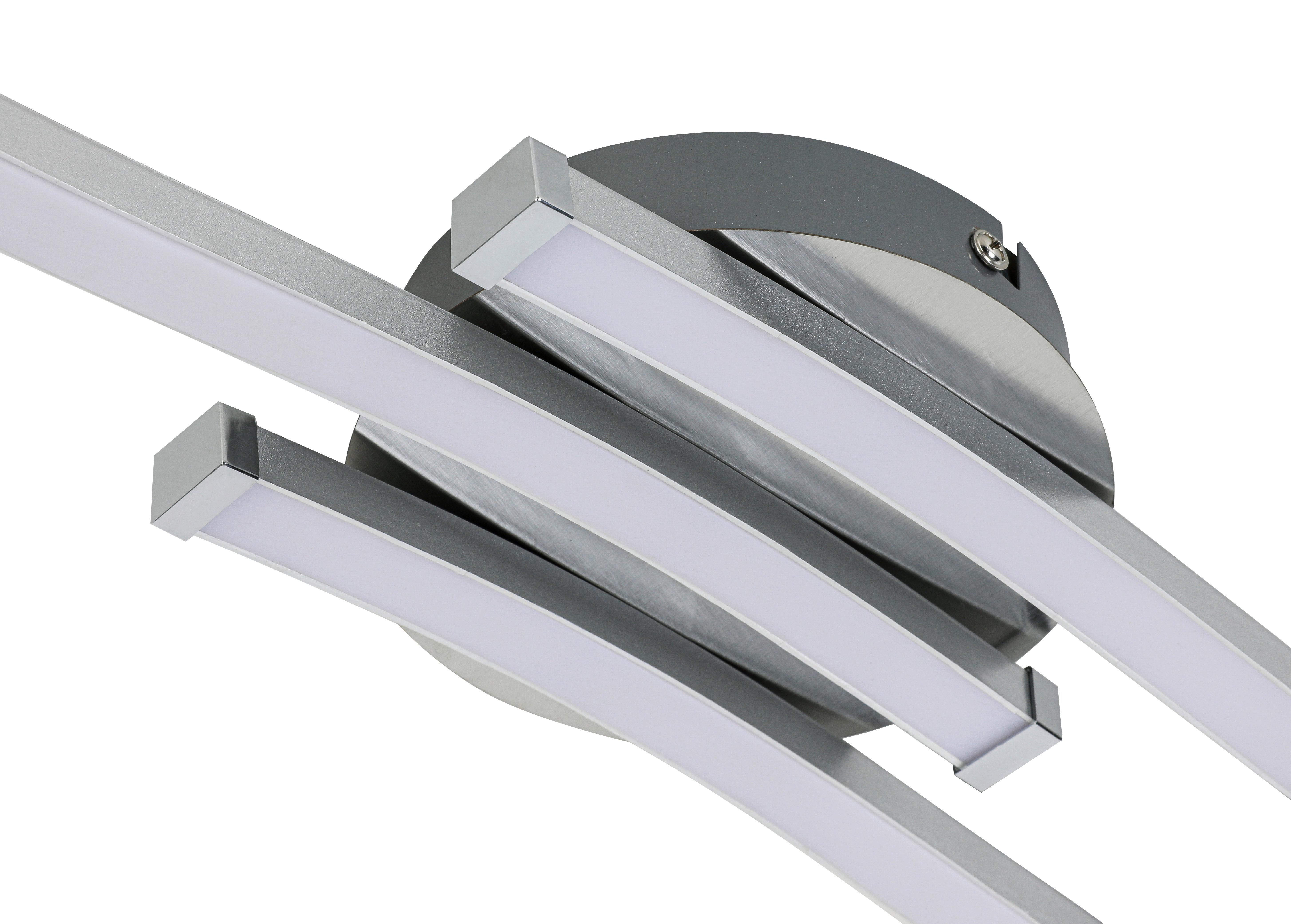 LED-TAKLAMPA ROLLIM - vit/nickelfärgad, Klassisk, metall/plast (14/54,5/6,5cm) - Mömax