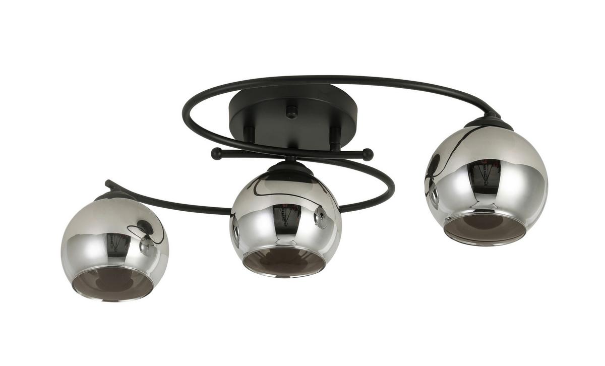 Deckenleuchte Miom max. 25 Watt - Chromfarben/Schwarz, Modern, Glas/Metall (64/32/15cm) - Modern Living
