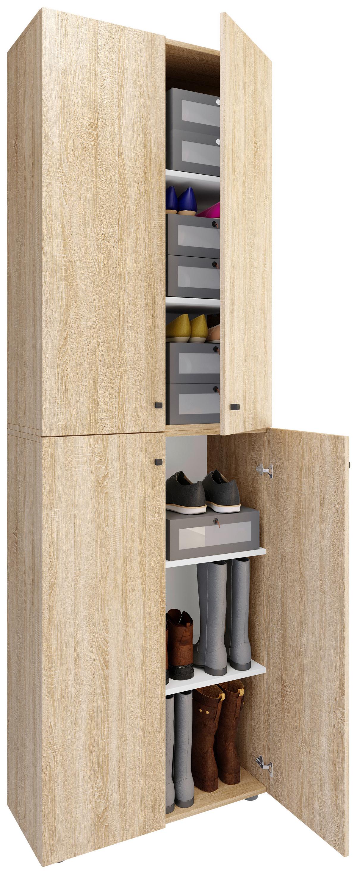 Schuhschrank LONA Sonoma Eiche ca. 70x220x40 cm - Silberfarben/Schwarz, Design, Holzwerkstoff/Kunststoff (70/220/40cm) - MID.YOU