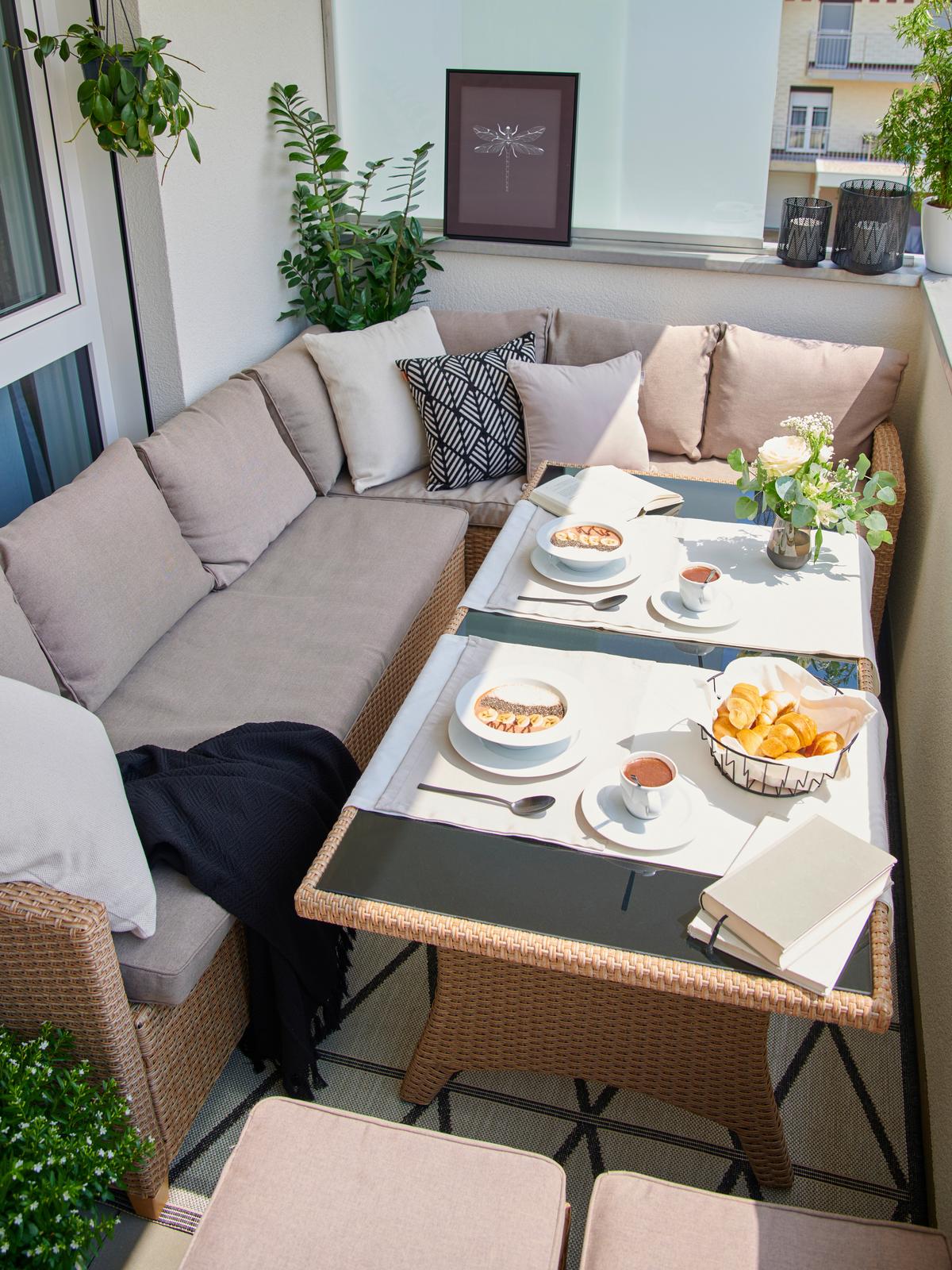 Gartenlounge Liow 2 In Beige - Beige/Braun, Glas/Kunststoff (235/175cm) - Mömax