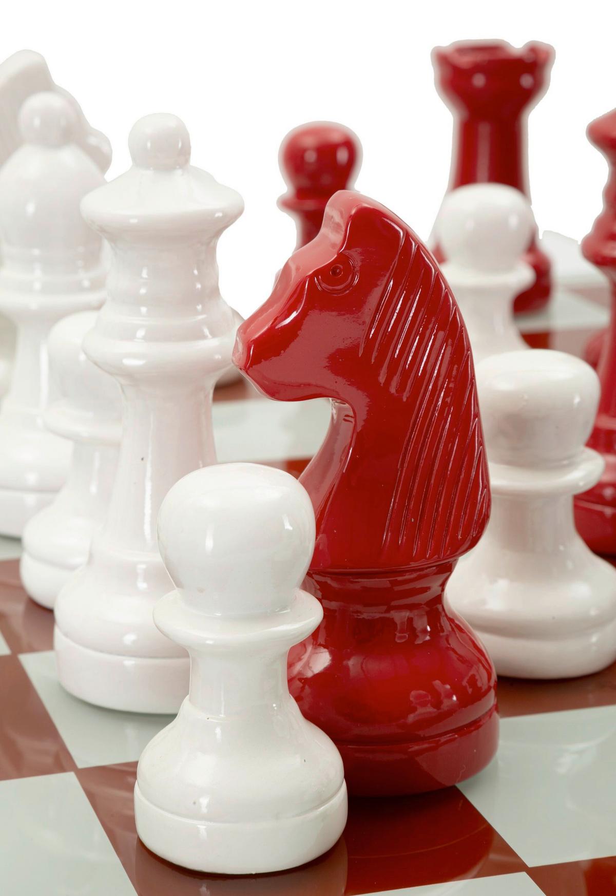 Skulptur Chess Board Red/White Multicolor - Basics, Glas/Kunststoff (61/61/14cm)