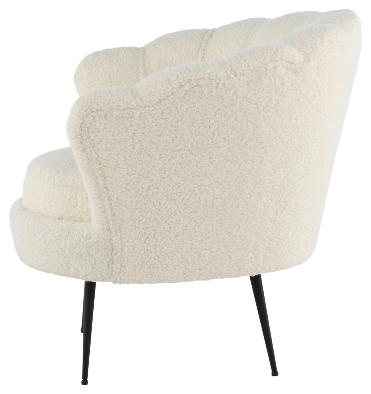 Sessel Calais Teddystoff ca. 83x76 cm Weiß - Schwarz/Weiß, Design, Textil/Metall (83/76/77cm) - Livetastic
