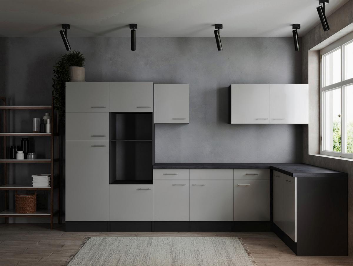 Kotna Kuhinja Brez Aparatov Oliver, 340x172cm - srebrne barve/siva, Design, kovina/leseni material (340/172cm) - Respekta