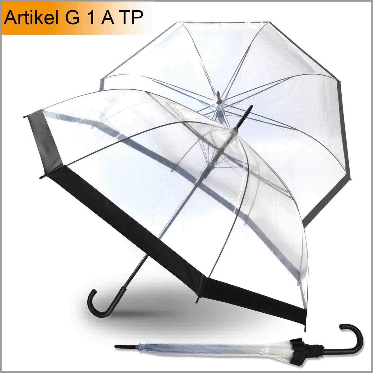 Regenschirm Livia Transparent/Schwarz - Transparent/Schwarz, KONVENTIONELL, Kunststoff/Metall (106/11/5cm)