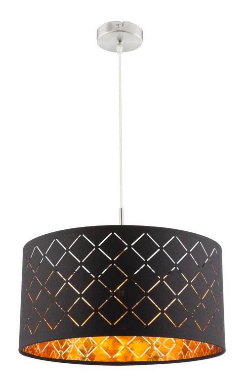 LAMPA WISZĄCA 15229H CLARKE - czarny/kolor złoty, Lifestyle, metal/tkanina (40/140cm) - Globo