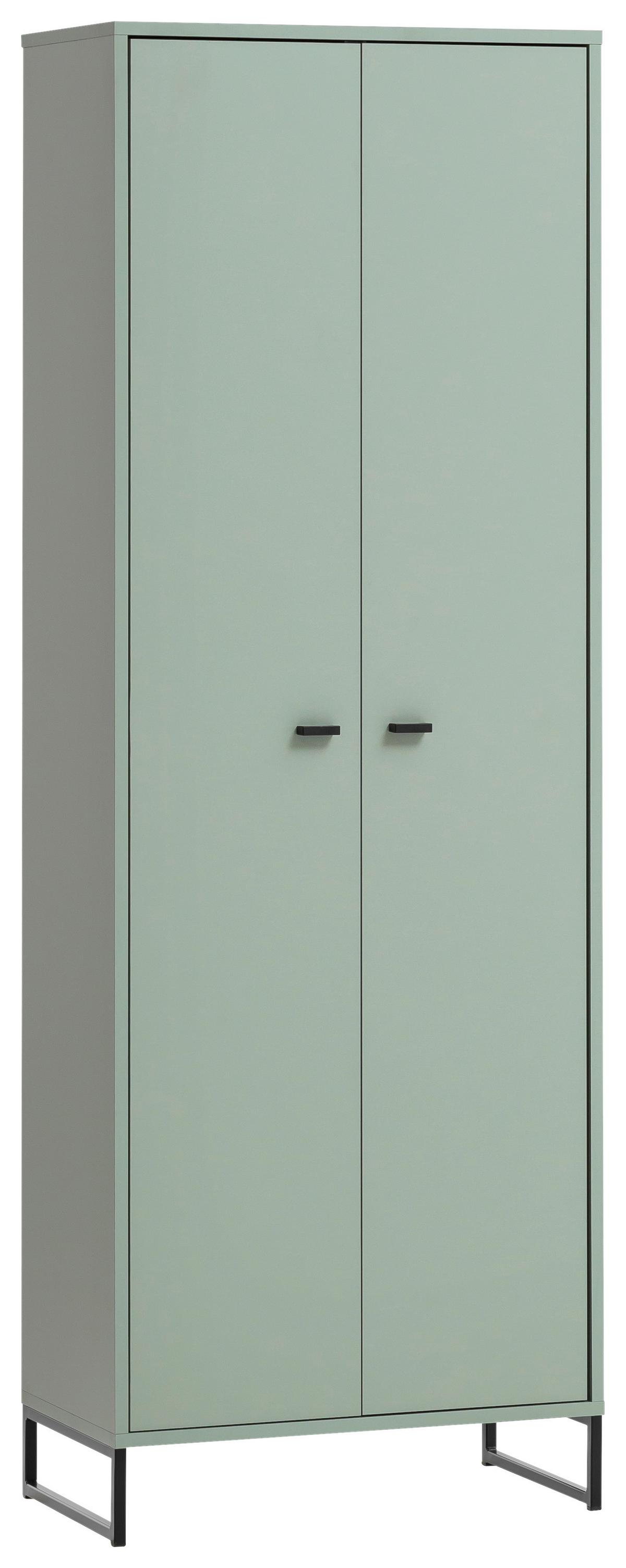 Schuhschrank Janne ca.60,2x169,7x33,5cm Pistazie - Schwarz/Grün, LIFESTYLE, Holzwerkstoff/Metall (60,2/169,7/33,5cm) - MID.YOU