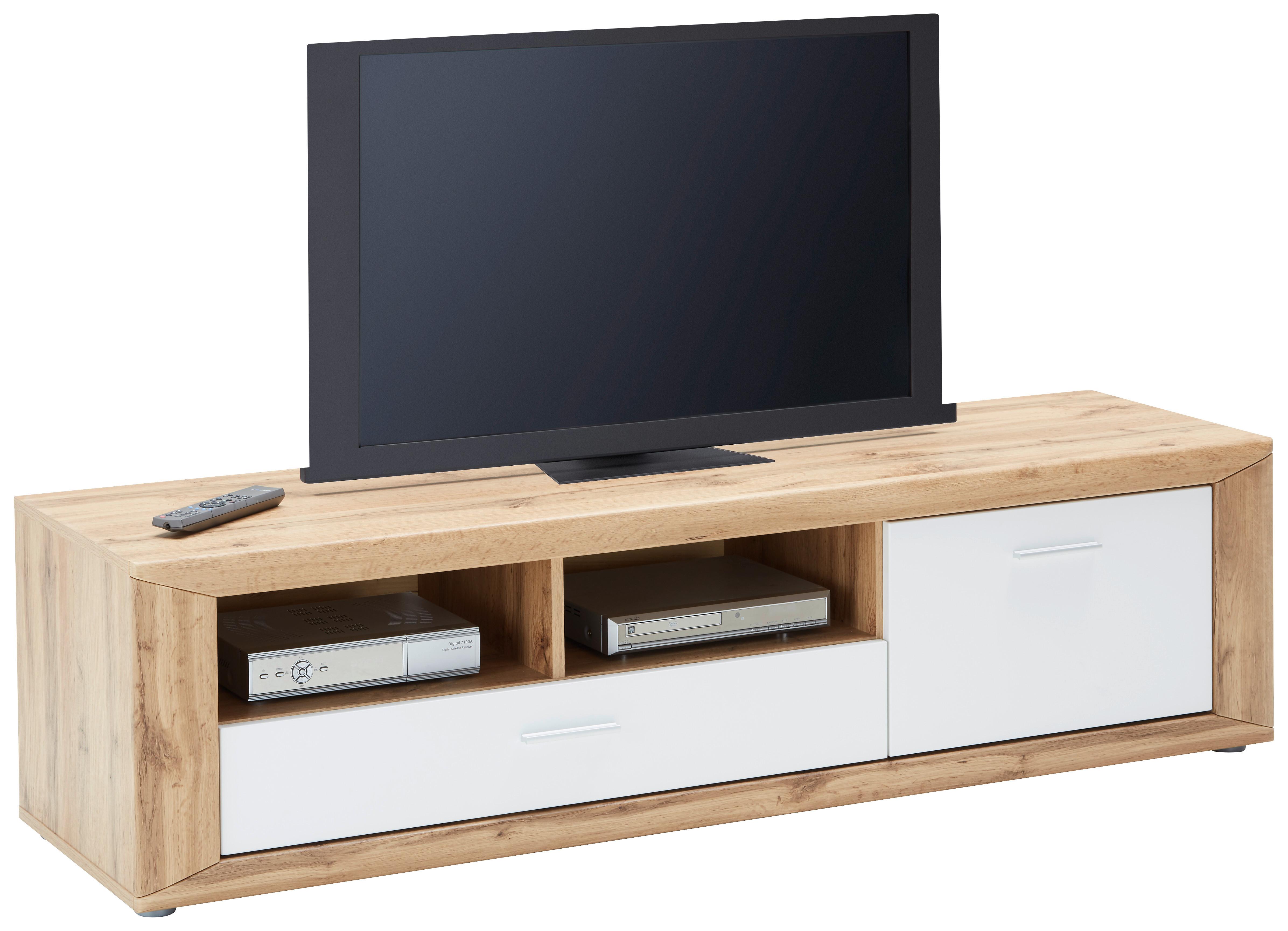 Comodă TV LUCA - alb/culoare lemn stejar, Konventionell, material pe bază de lemn (160/42,5/45cm) - Mömax