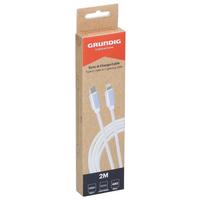 USB-Ladekabel Weiß - Weiß, Basics, Textil (200/0,6/1,2cm)