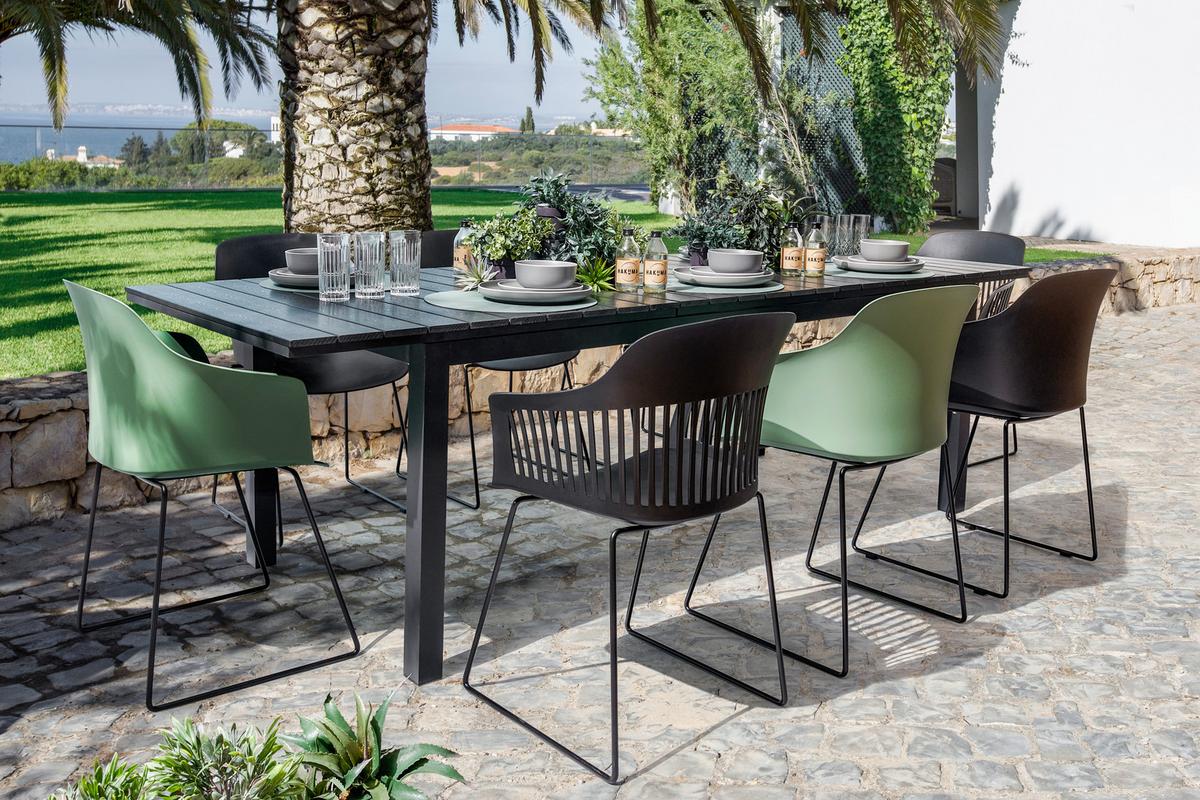 Gartentisch Florian in Schwarz - Schwarz, Modern, Kunststoff/Metall (200-260/76/90cm) - Modern Living