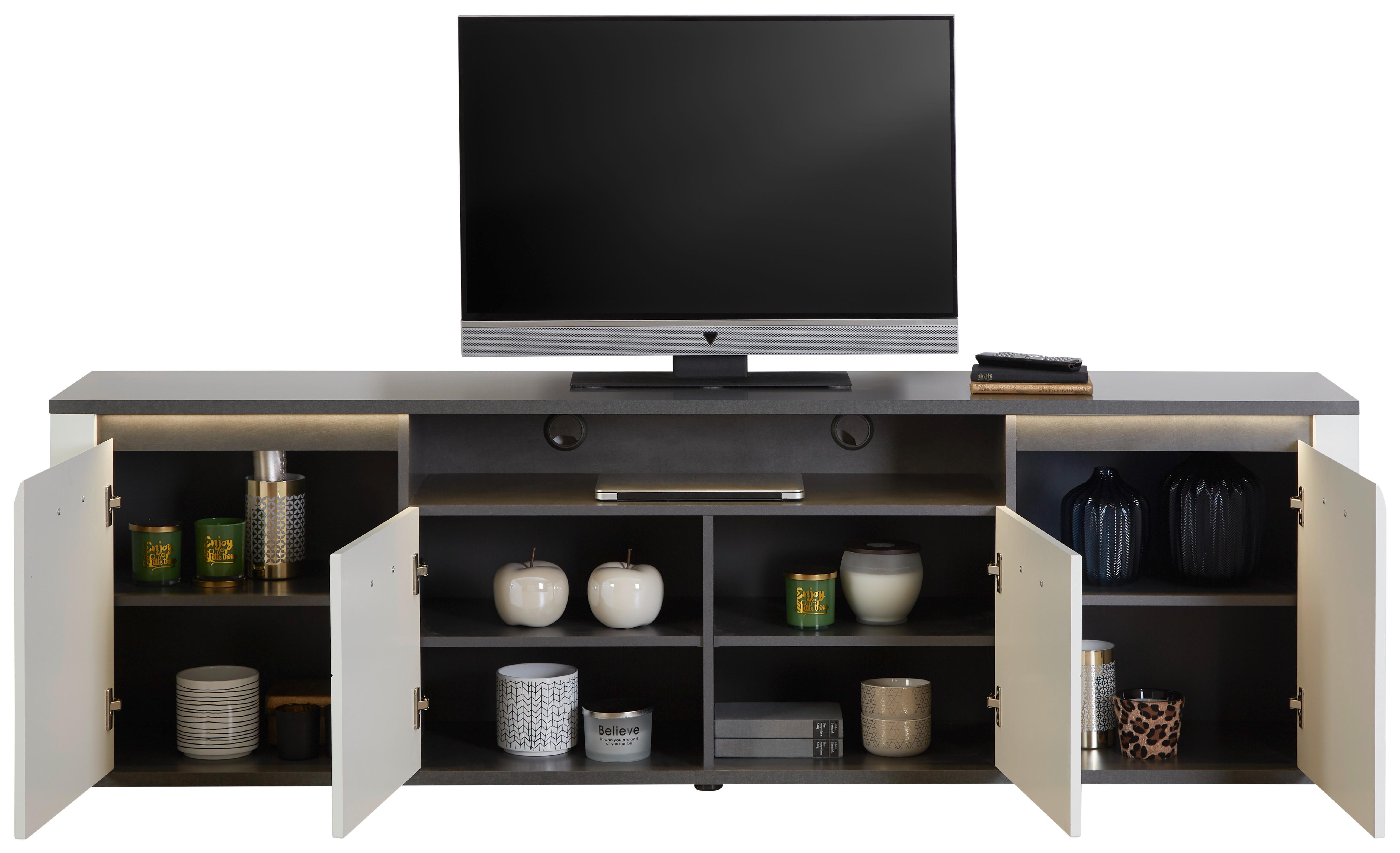 Tv-element Alassio - barve kroma/črna, Moderno, kovina/umetna masa (203,6/62/40,5cm) - Premium Living