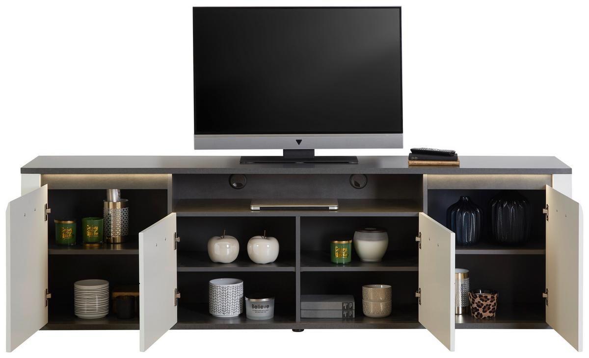 Tv Komoda Alassio - bijela/boje grafita, Moderno, drvni materijal/metal (203,6/62/40,5cm) - Modern Living