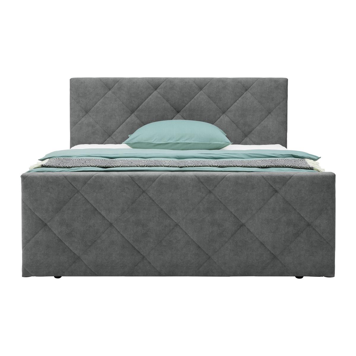 Boxspringbett Adele Grau ca. 160x200cm - Grau, Konventionell, Holz/Holzwerkstoff (160/200cm) - Mömax
