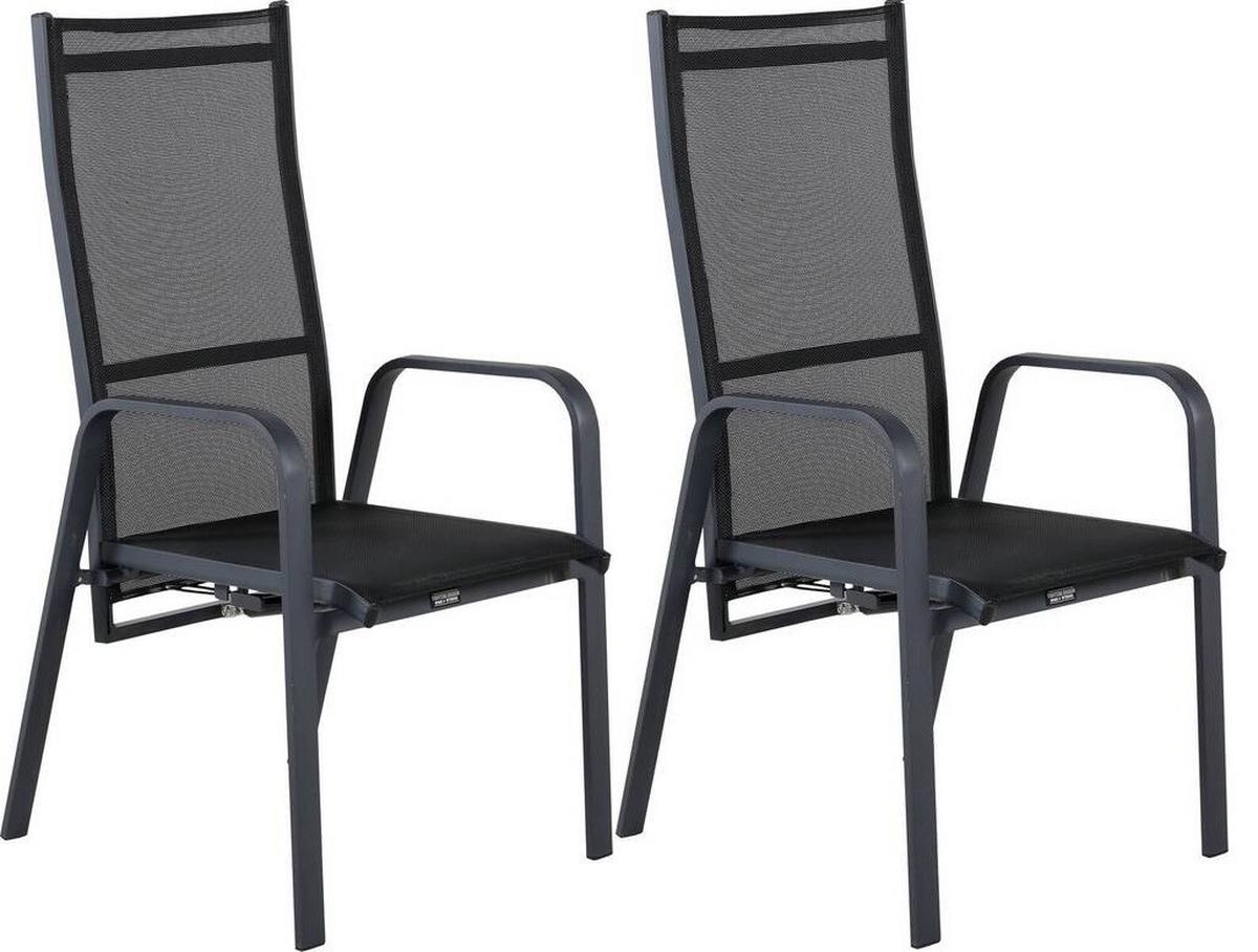 Gartensessel-2er Set Copacabana Schwarz - Schwarz, KONVENTIONELL, Metall (56.5/110/65cm) - Gardenson