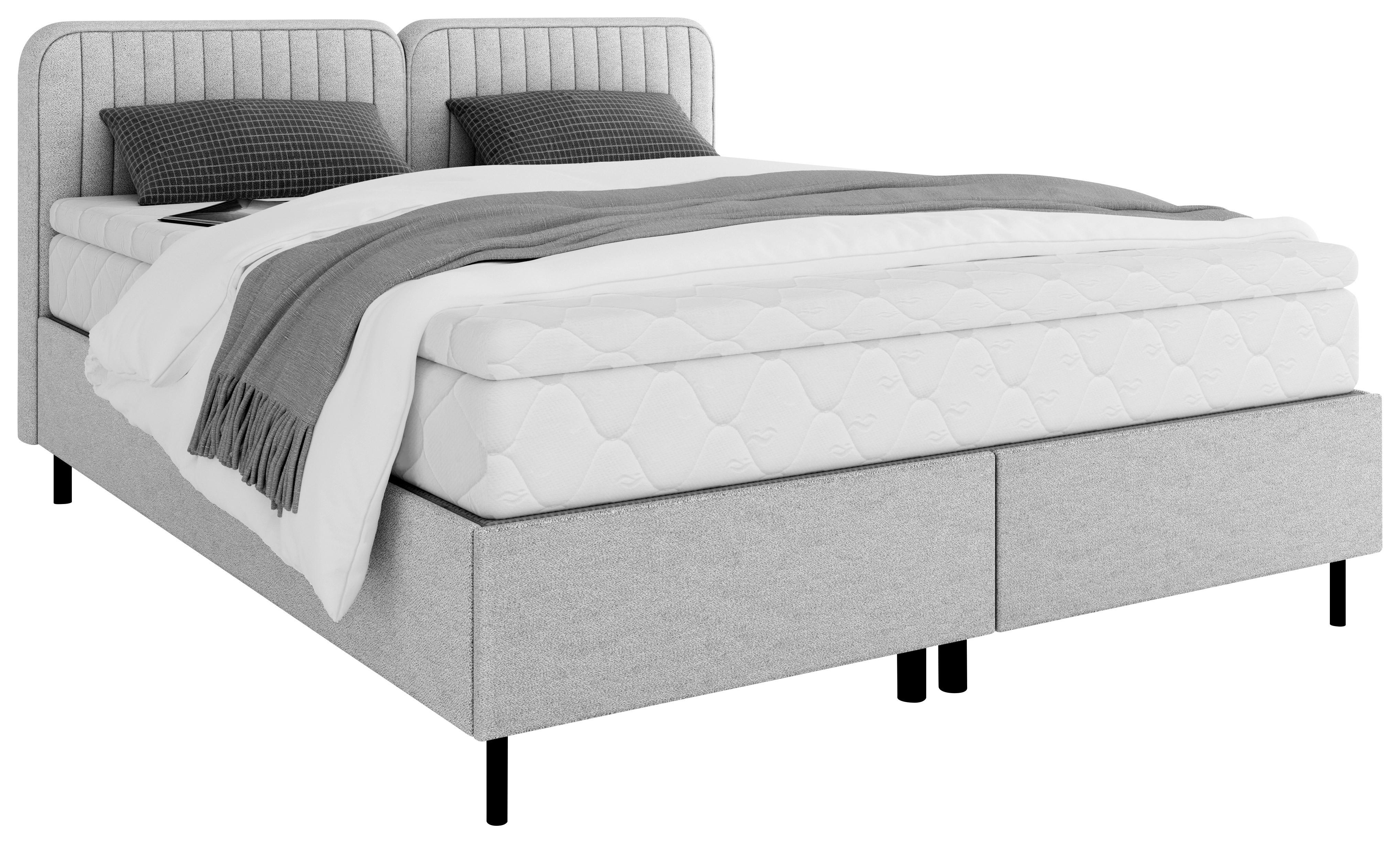 Boxbett Livetto Grau ca. 140x200cm - Schwarz/Grau, KONVENTIONELL, Holzwerkstoff/Textil (140/200cm) - Mömax