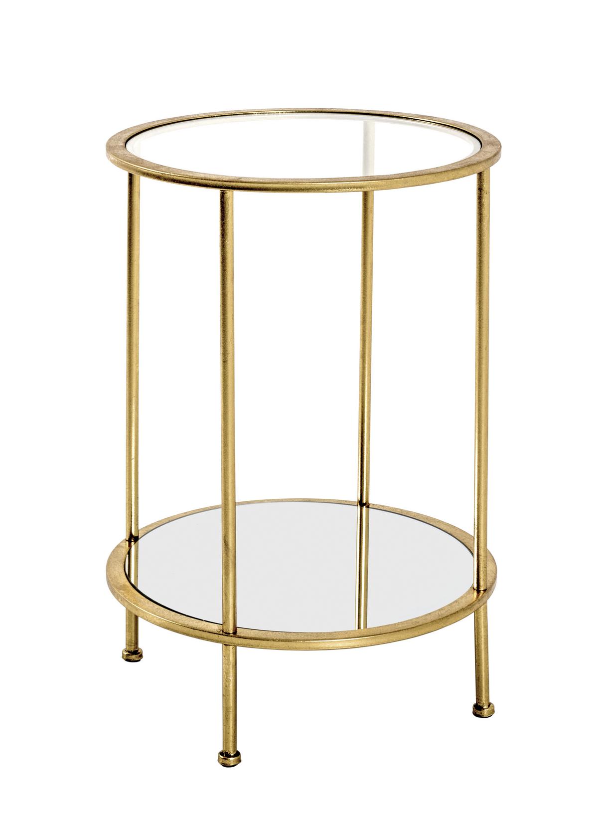 STOLIK BOCZNY FARO 1 - kolor złoty, Basics, metal/szkło (38/38/55cm)