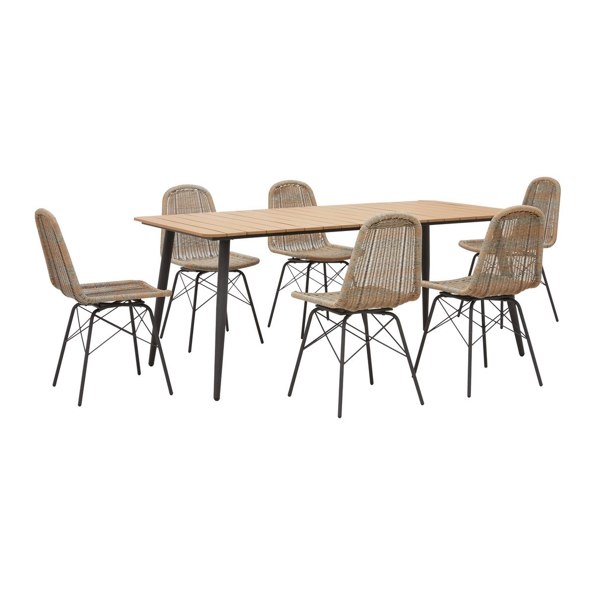 Gartenset Zophia Grau Metall/Polywood - Dunkelgrau/Naturfarben, MODERN, Kunststoff/Metall (180/74/90cm) - Bessagi Garden