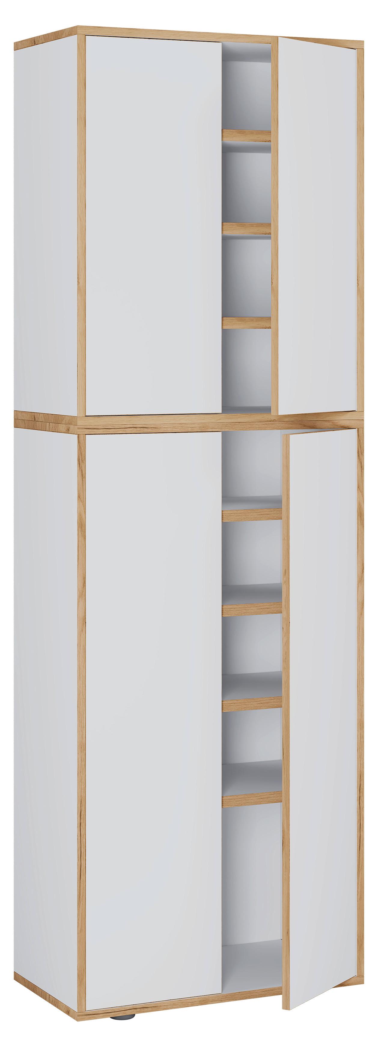 Omara Za Čevlje Salia, Bela, Barva Hrasta - črna/bela, Design, umetna masa/leseni material (60/183/33cm) - MID.YOU