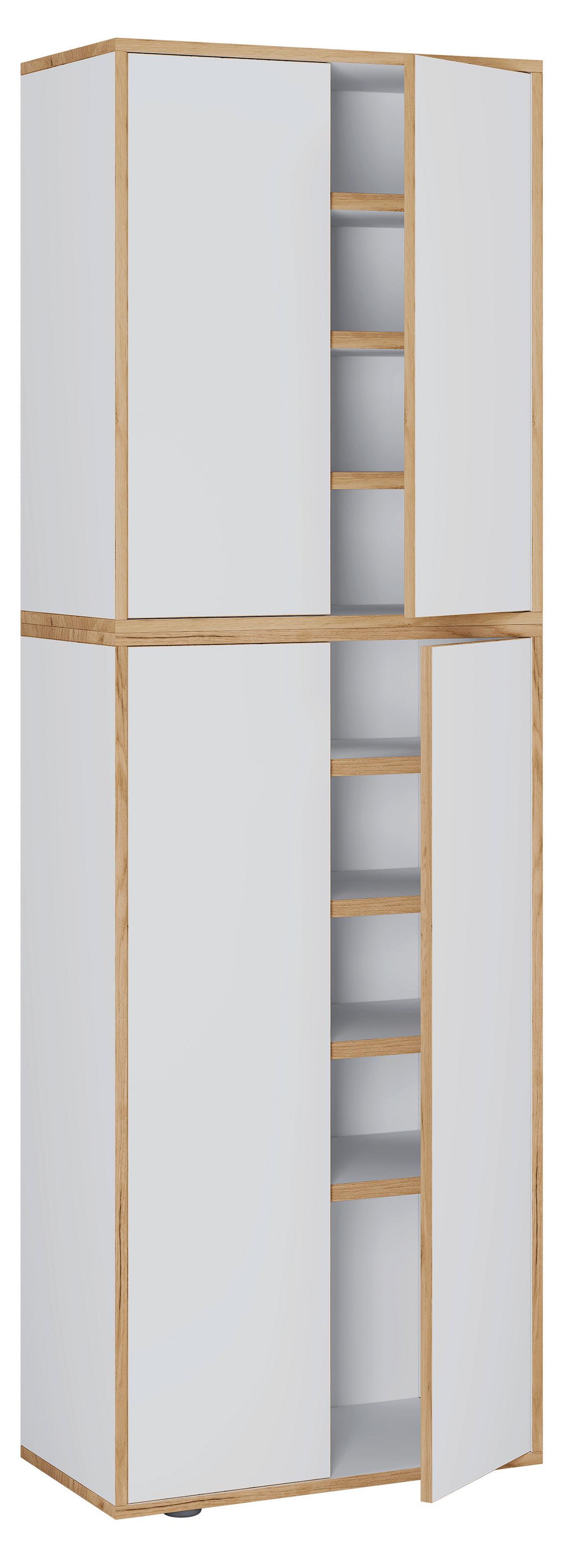 Omara Za Čevlje Salia, Bela, Barva Hrasta - črna/bela, Design, umetna masa/leseni material (60/183/33cm) - MID.YOU