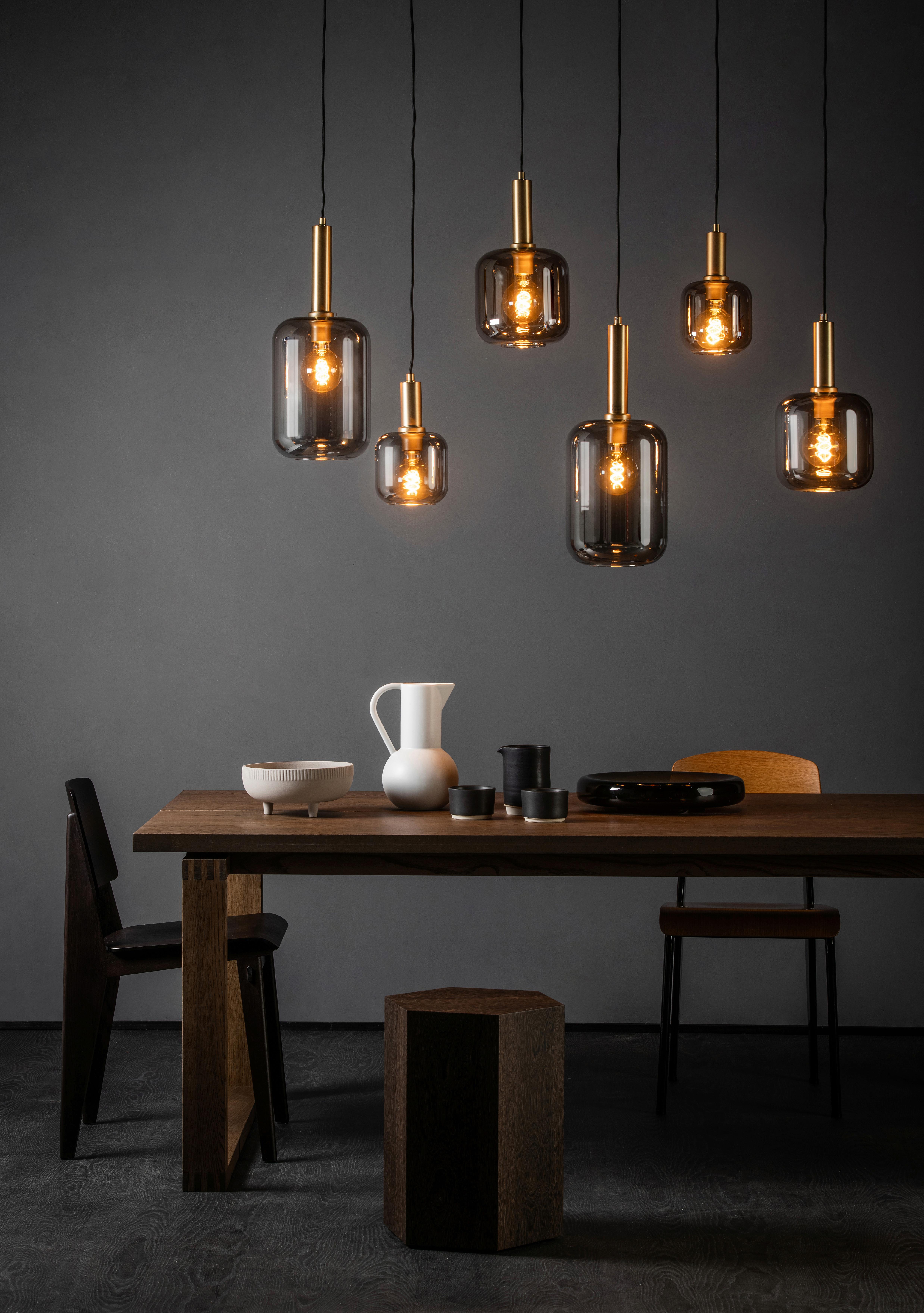LAMPA WISZĄCA 45494/06/65 JOANET - jasnoszary, Design, szkło (132/41.5/218cm) - Lucide