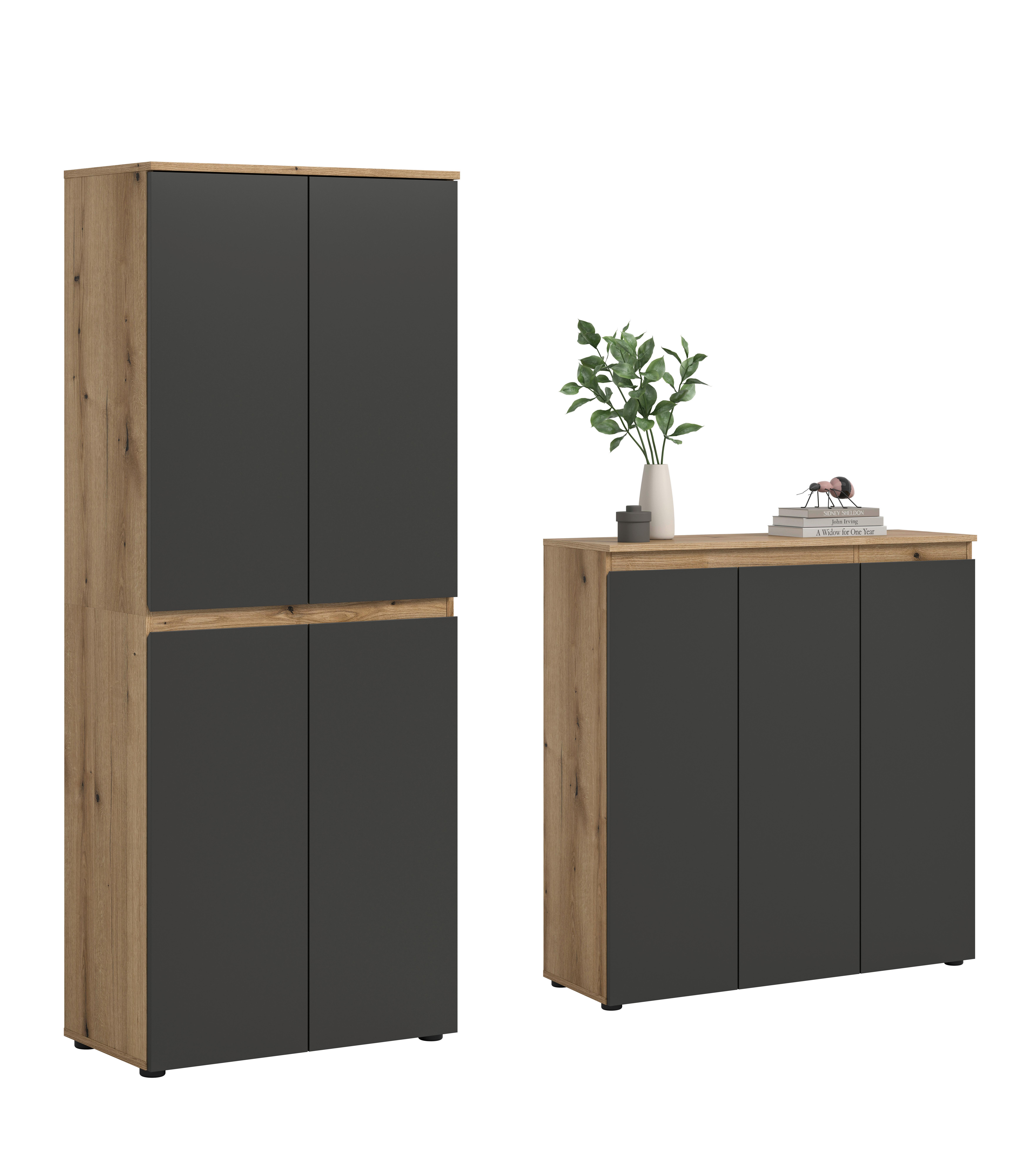 Garderobenschrank Scarpa Anthrazit/Eiche - Eichefarben/Anthrazit, Design, Holzwerkstoff/Kunststoff (190/175/37cm) - Livetastic