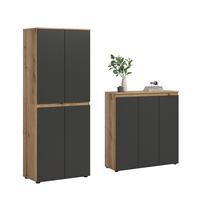 Garderobenschrank Scarpa Anthrazit/Eiche - Eichefarben/Anthrazit, Design, Holzwerkstoff/Kunststoff (190/175/37cm) - Livetastic