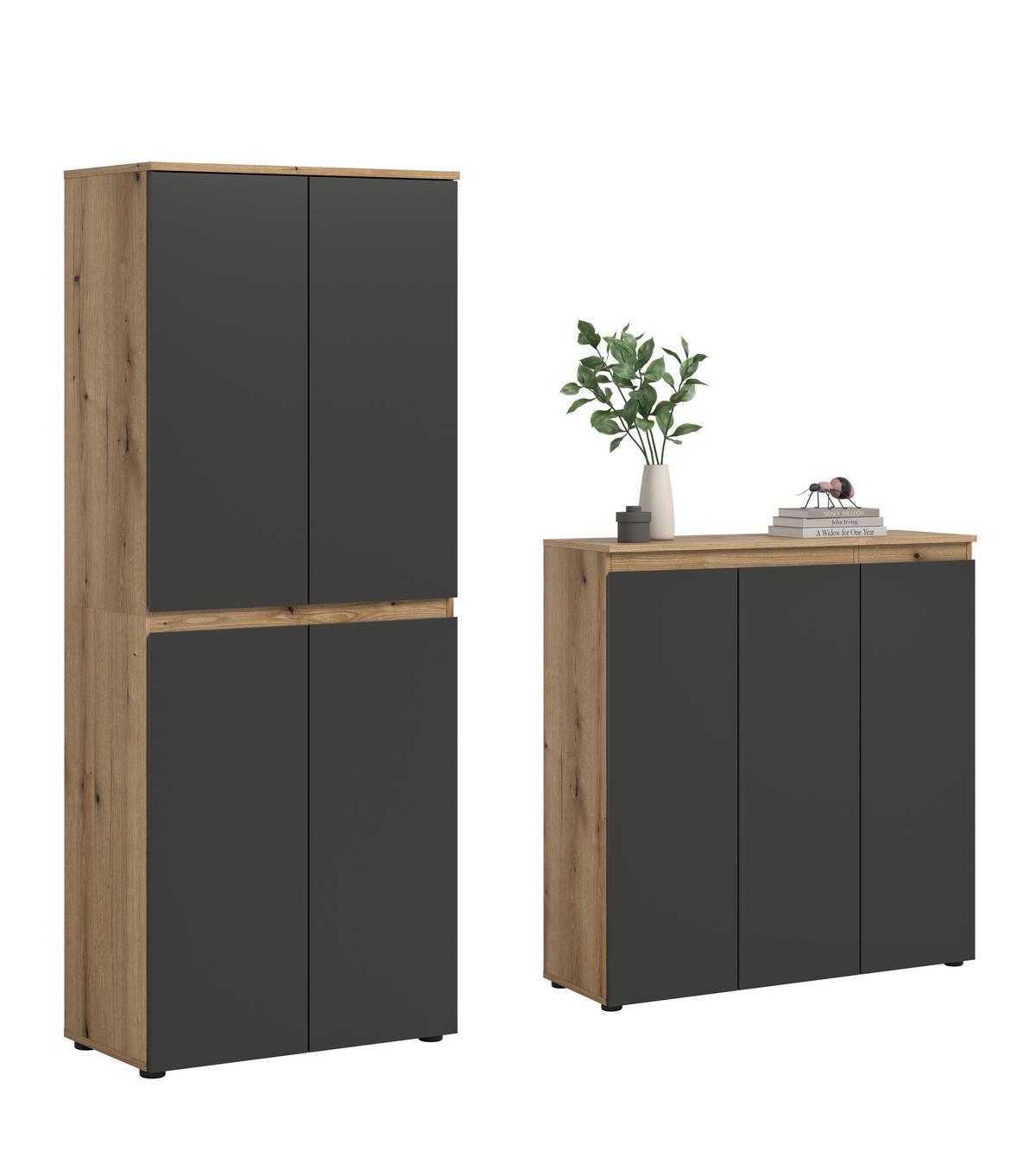 Garderobenschrank Scarpa Anthrazit/Eiche - Eichefarben/Anthrazit, Design, Holzwerkstoff/Kunststoff (190/175/37cm) - Livetastic