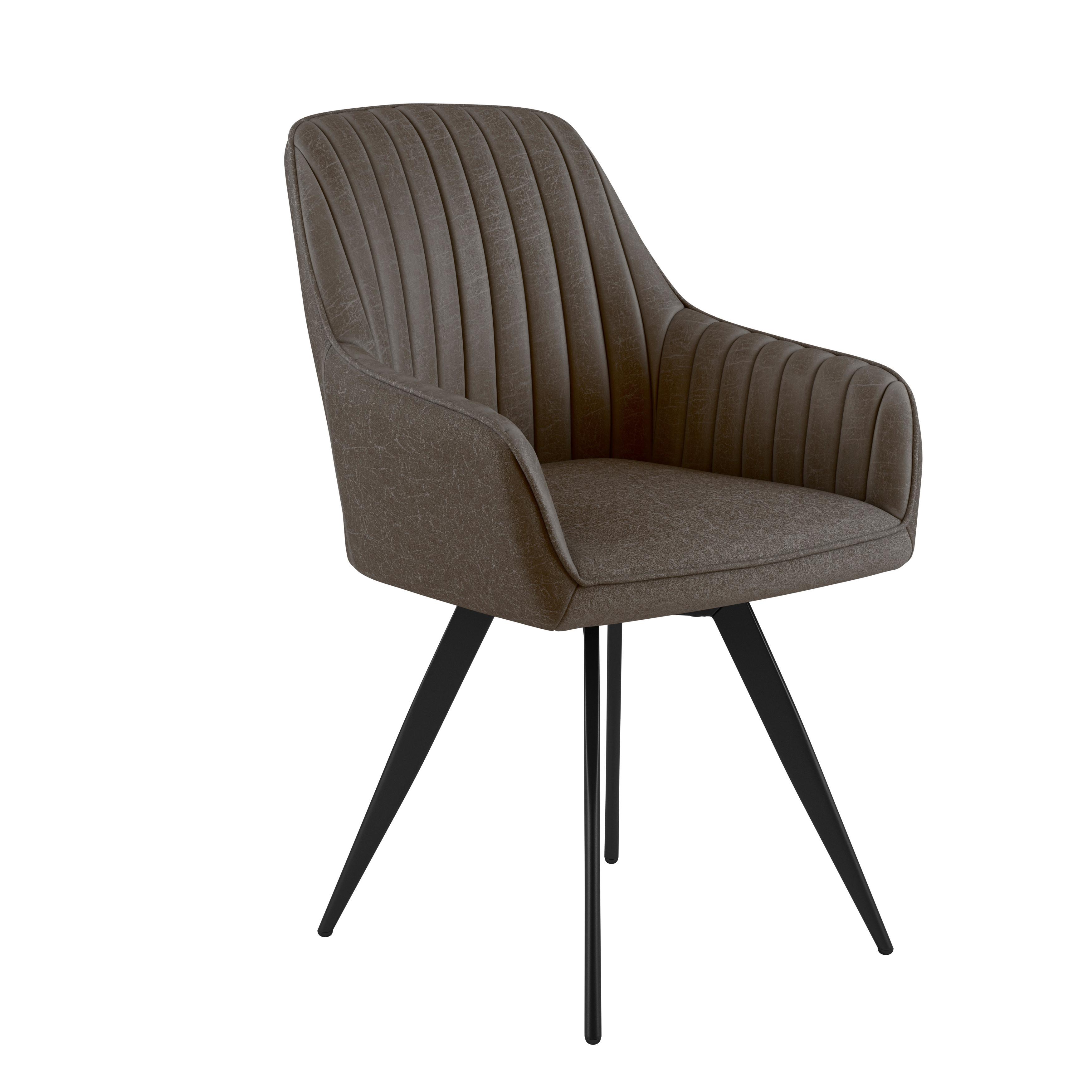 Stol Bella, Rjava, Vrtljiv - črna/rjava, Konvencionalno, kovina/tekstil (63/90/61cm)