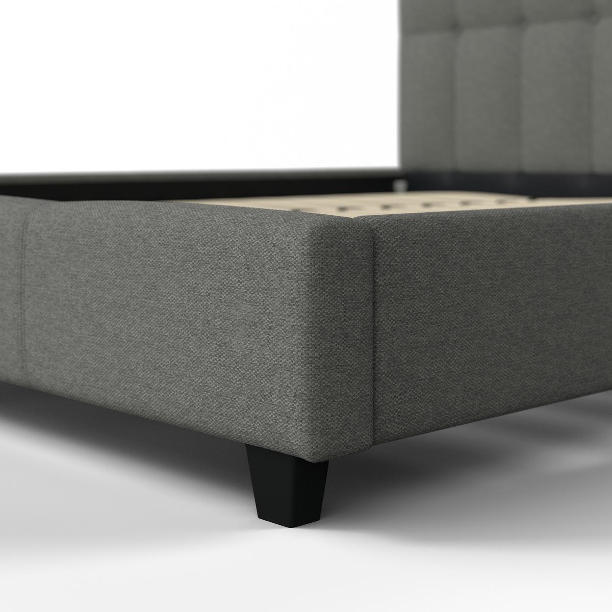 Kárpitozott Ágykeret Frecerico - világosszürke/fekete, Modern, faalapú anyag/textil (180/200cm) - Bessagi Home