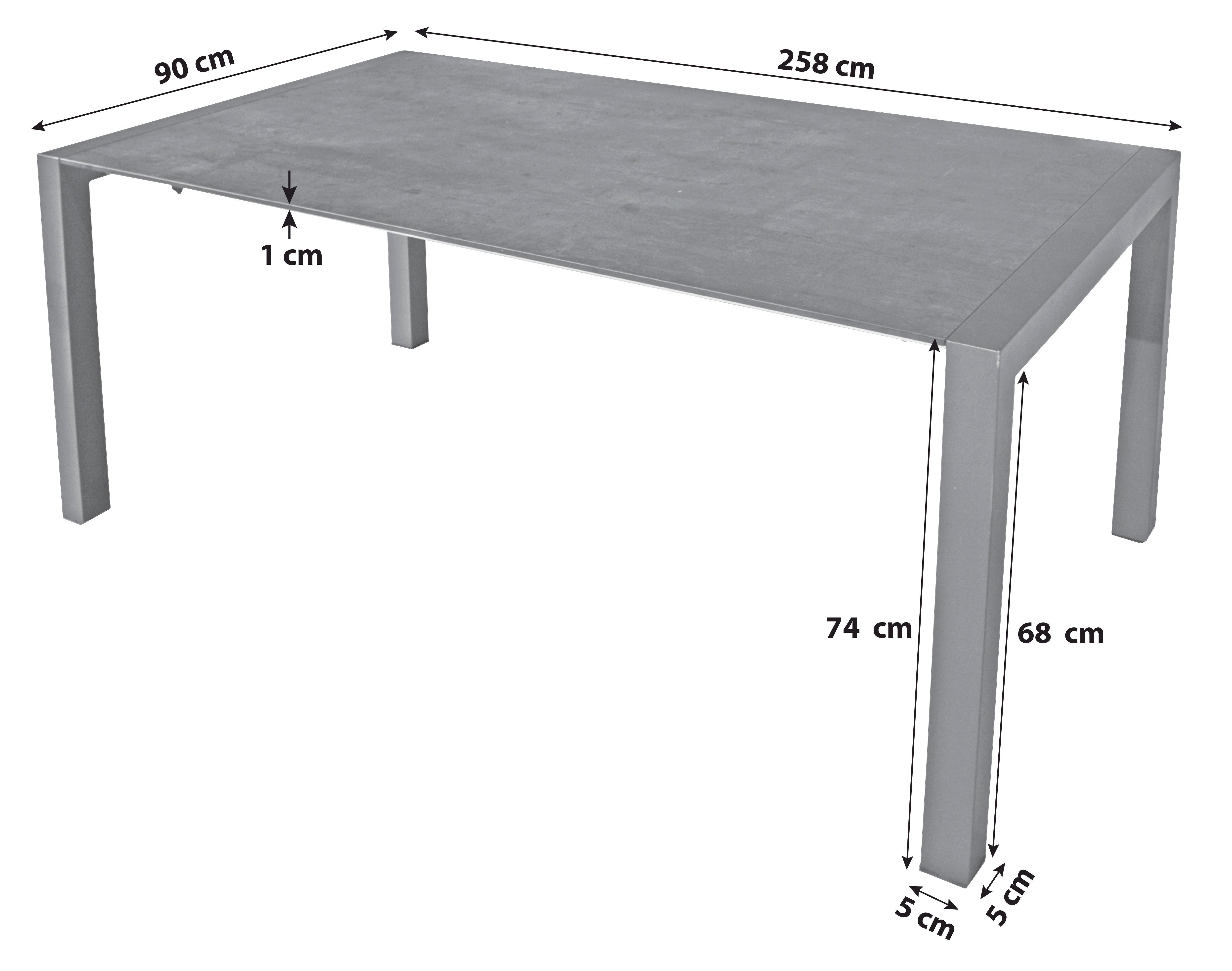Gartentisch Sienna ca. 158x90x74 cm - Silberfarben/Grau, Basics, Kunststoff/Metall (158/90/74cm) - Gardenson