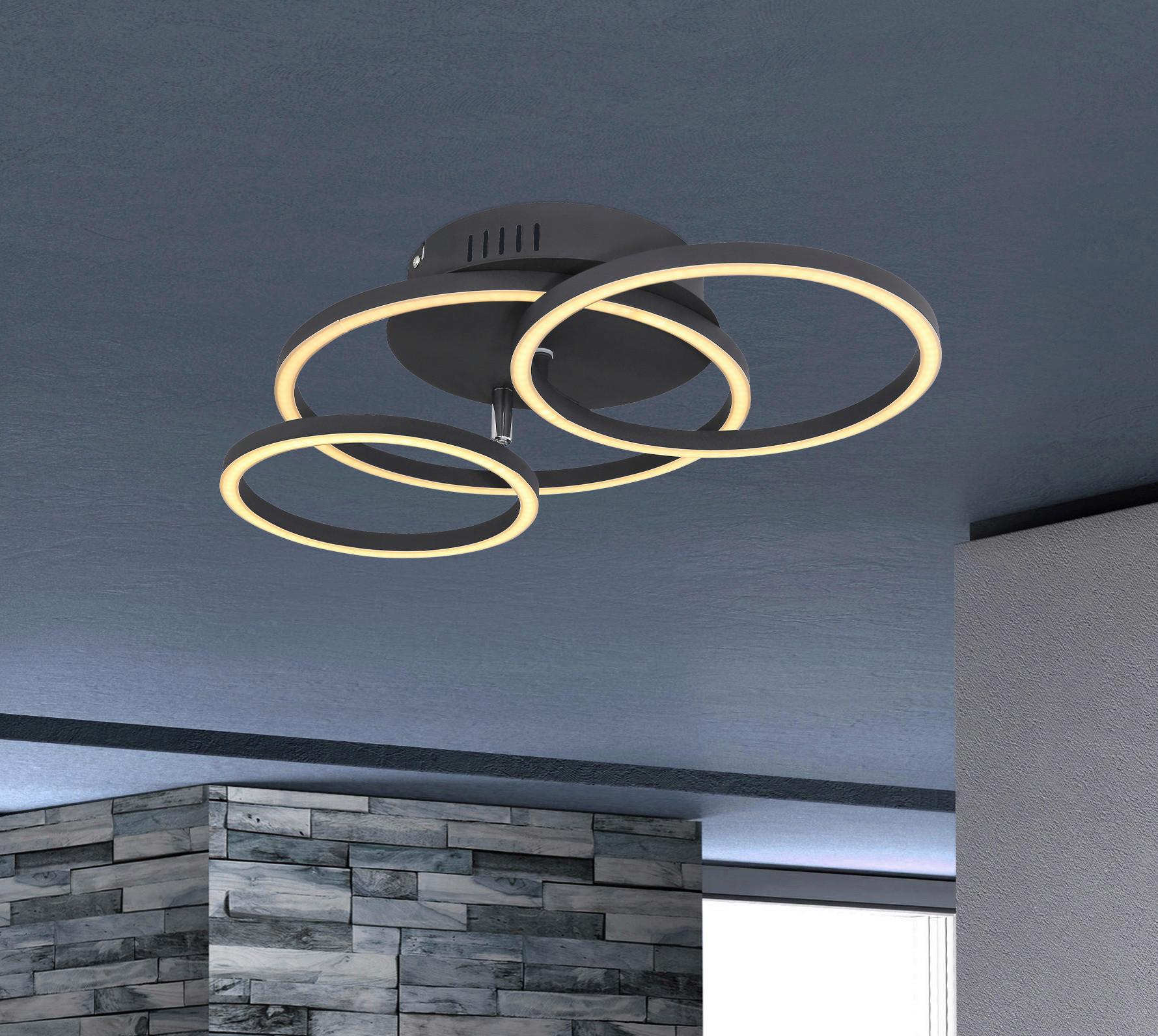 LED Mennyezeti Lámpa Ophelia - Fekete, modern, Műanyag/Fém (49,6/29,5/9,5cm) - Premium Living