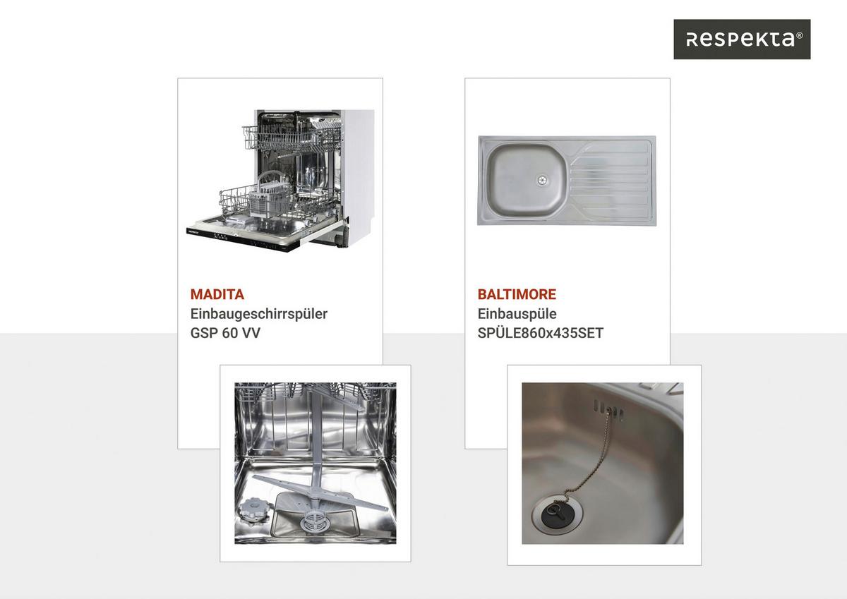 Kuhinjski Blok Z Aparati Economy, Bela, Barva Hrasta - barve hrasta/bela, Moderno, leseni material (220cm) - Respekta