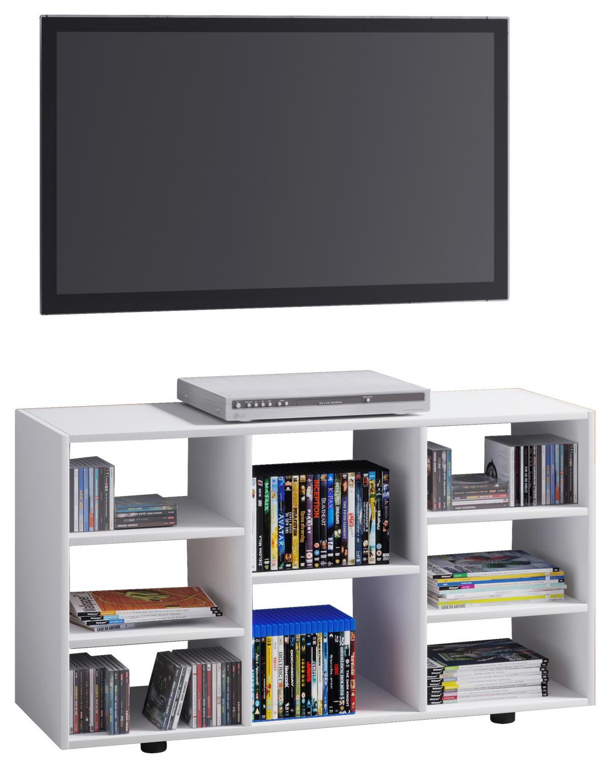 Tv Omarica Fetino, Bela - črna/bela, Moderno, umetna masa/leseni material (114/60/40cm) - MID.YOU