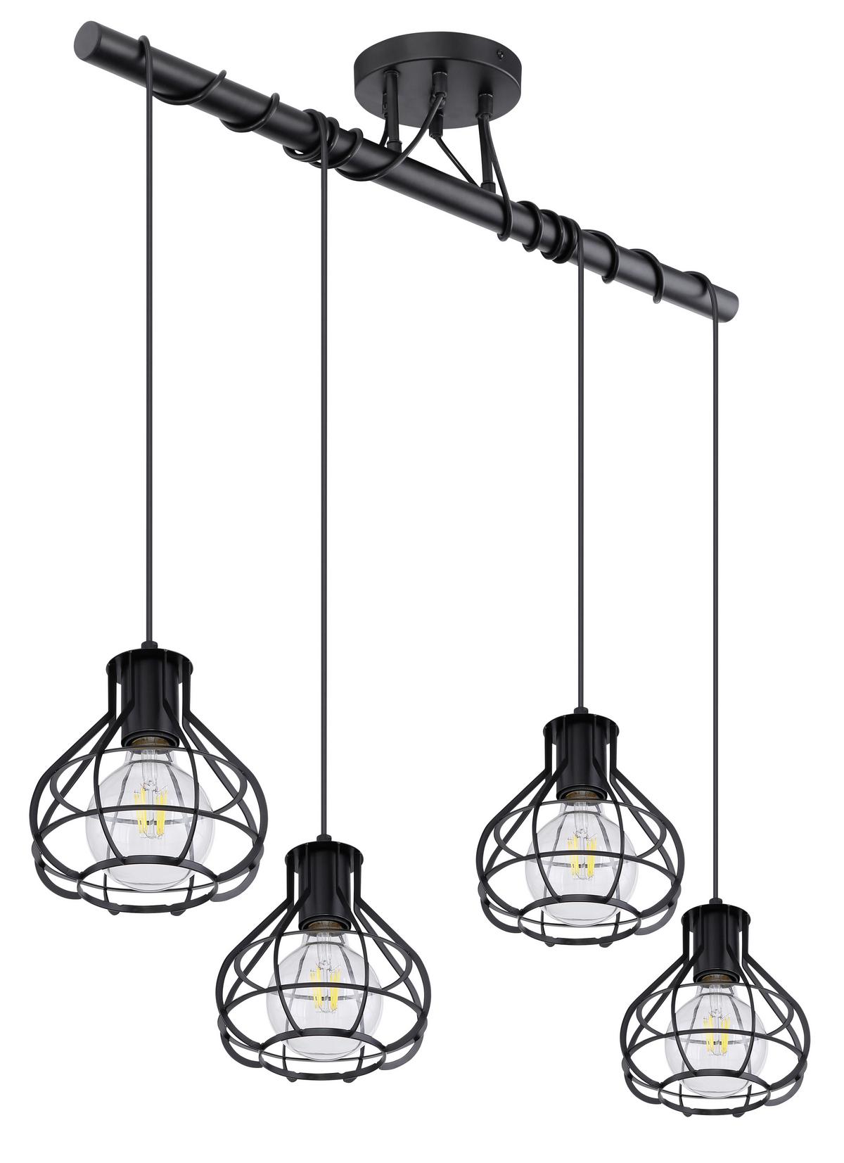 Deckenleuchte 15388-4D in Schwarz max. 60 Watt - Schwarz, Trend, Metall (80/18/100cm) - Globo