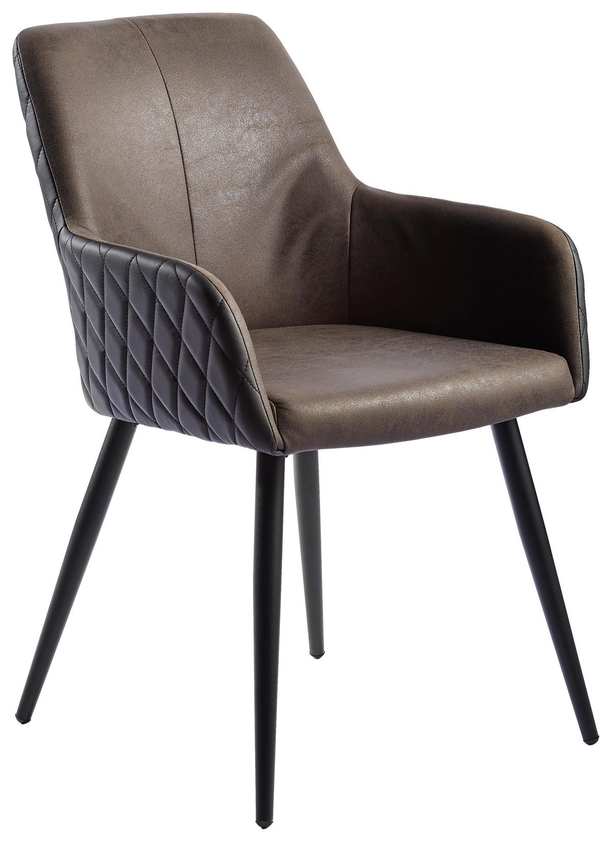 ZESTAW KRZESEŁ Z PODŁOKIETNIK. LOLA-1 - czarny/brązowy, Design, metal/tkanina (55/83,5/63cm) - MID.YOU