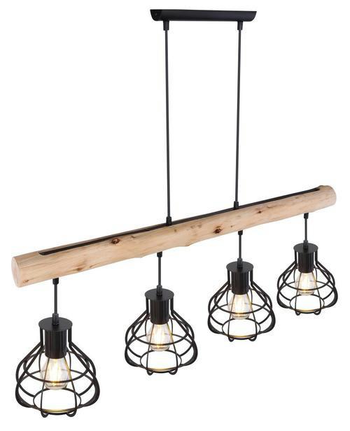Hängeleuchte Clastra max. 60 Watt - MODERN, Holz/Metall (90/18/120cm)