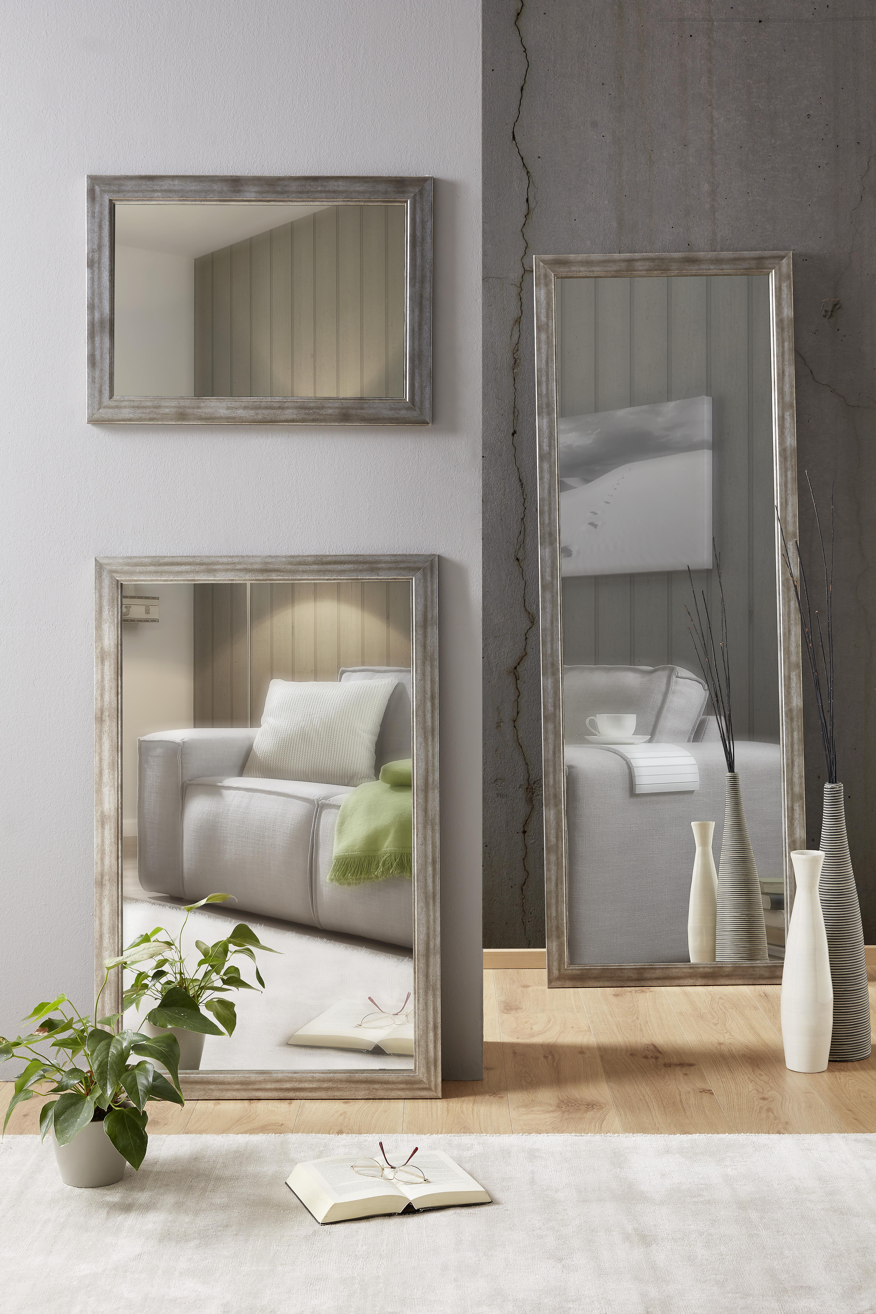 Stensko Ogledalo Metallic -Sb- - srebrna/nikelj, leseni material (50/70cm) - Modern Living