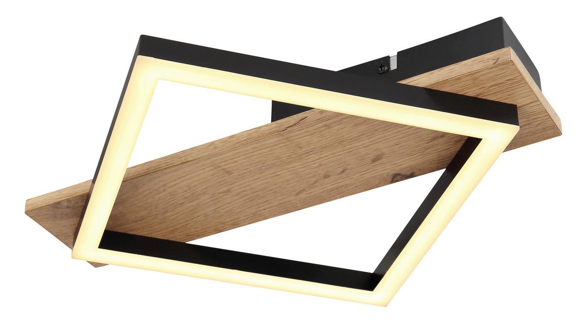 LED-Deckenleuchte Beatrix Schwarz/Dunkelbraun max.12Watt - Dunkelbraun/Opal, Natur, Holzwerkstoff/Kunststoff (33/31/5,5cm) - Globo