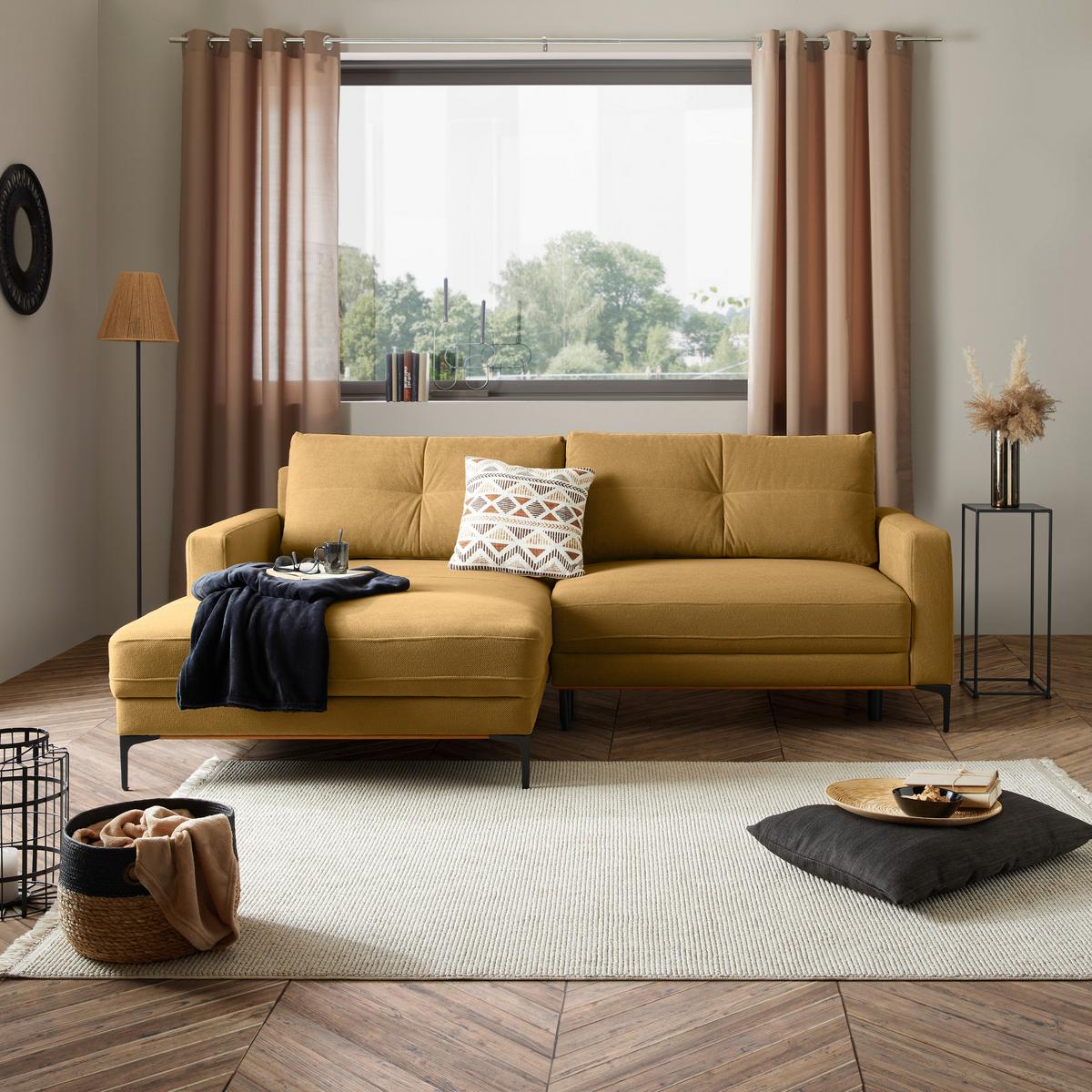 Kutna Garnitura Bergamo - žuta/crna, Moderno, tekstil/metal (162/238cm) - Mömax