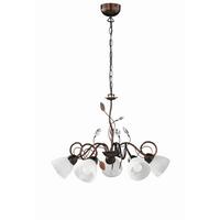Kronleuchter Traditio in Braun/Weiß max. 40 Watt - Rostfarben/Braun, KONVENTIONELL, Glas/Metall (70/150cm) - Trio Leuchten