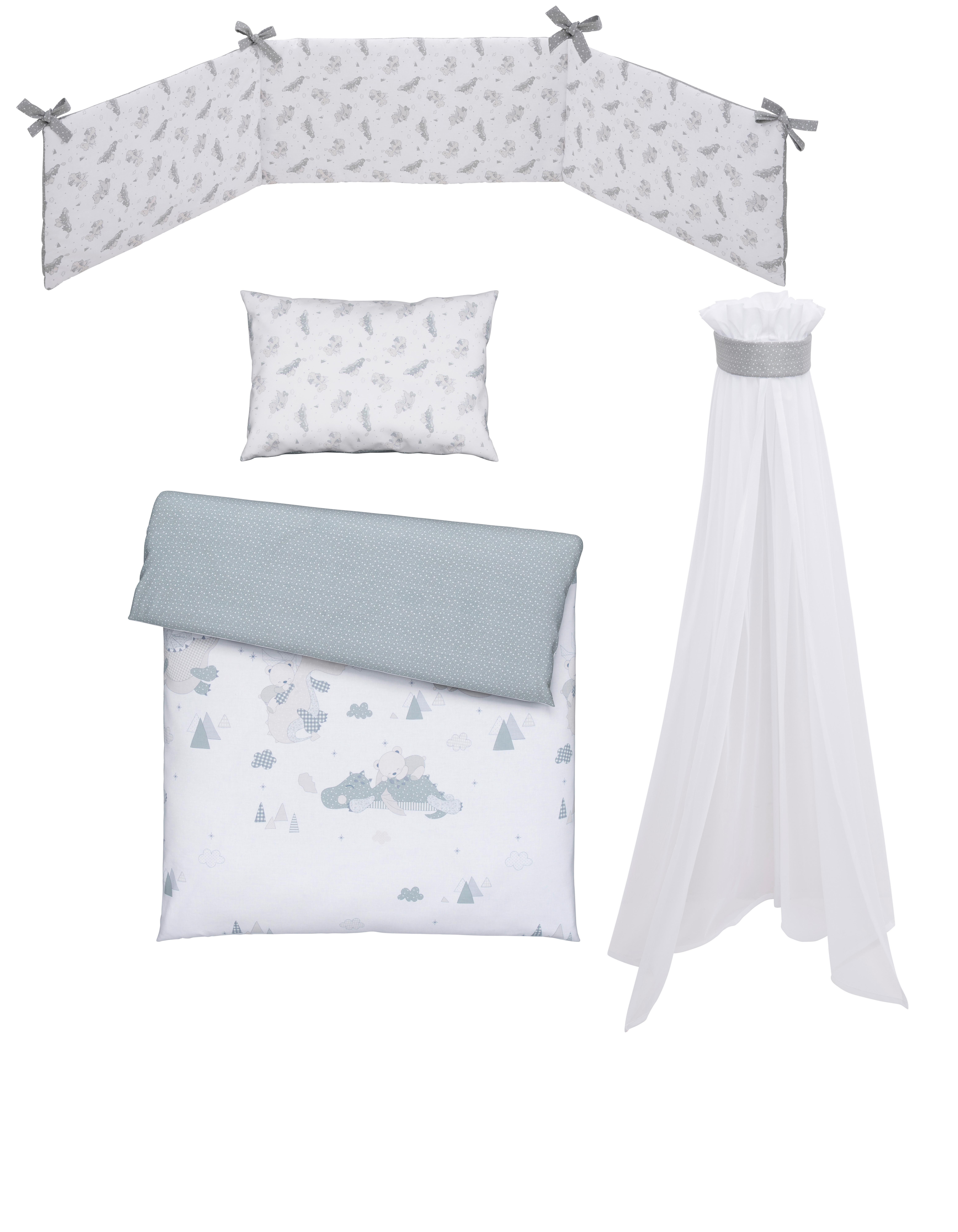 ZESTAW DO ŁÓŻKA SZCZEBELKOWEGO 160636 BETTSET - biały/szary, Basics, tkanina (100/135cm) - Patinio