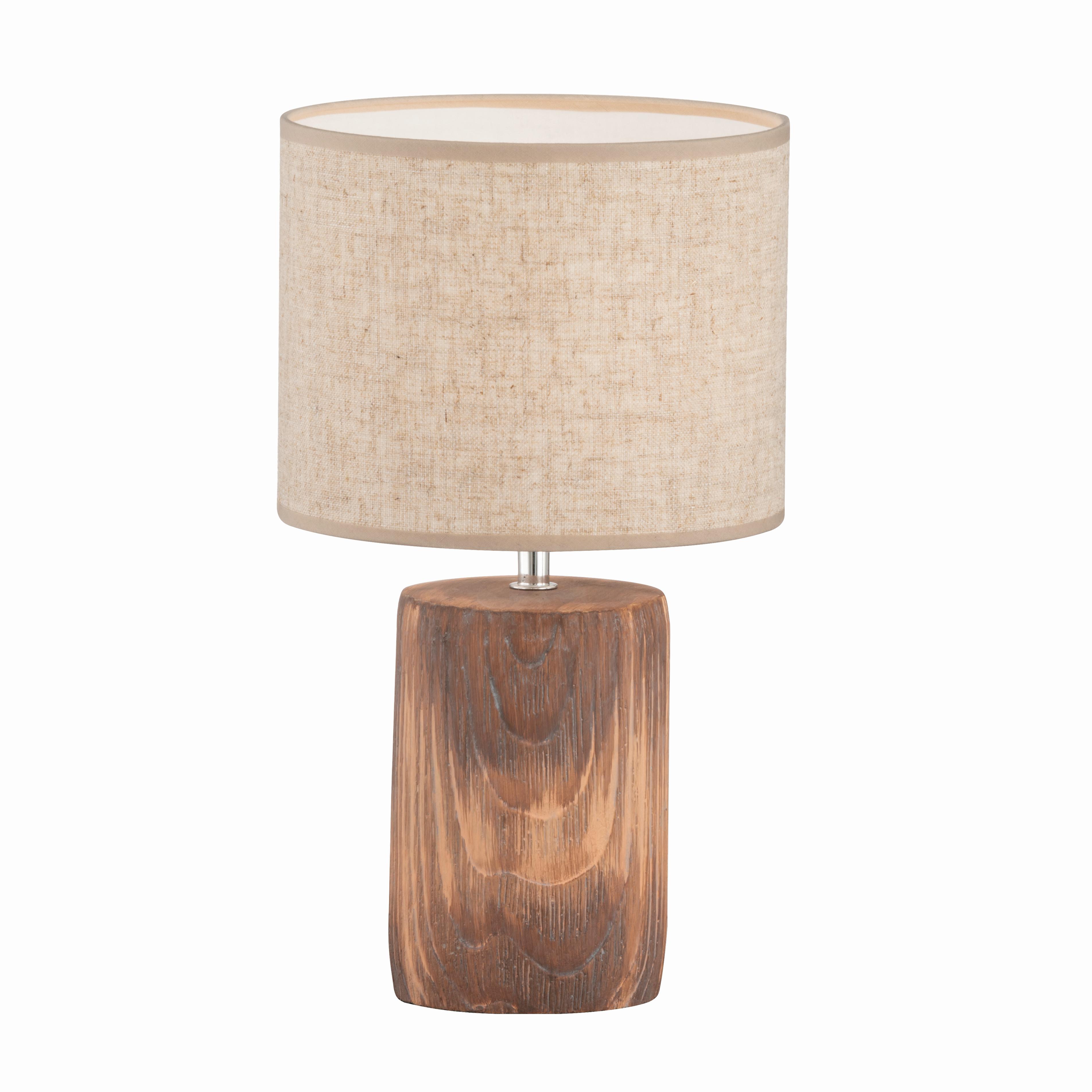 LAMPA STOŁOWA 50742 MALIK - kolor ciemnego dębu/kolor naturalny, Konventionell, kamień/tkanina (24/43cm) - Fischer & Honsel