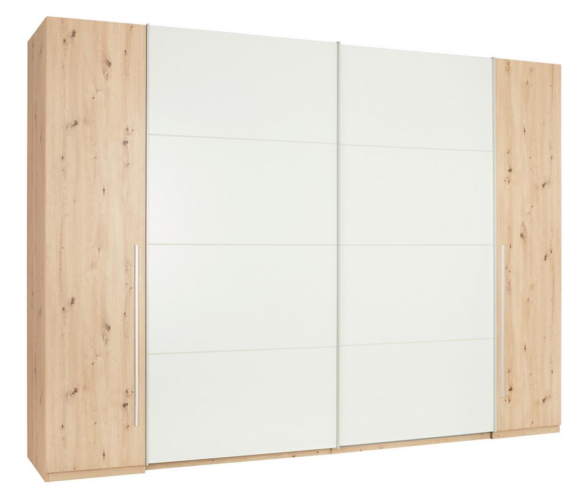 Schwebetürenschrank in Eichefarben - Weiss/Eichefarben, Konventionell, Holzwerkstoff/Kunststoff (267/226/61cm) - Mömax