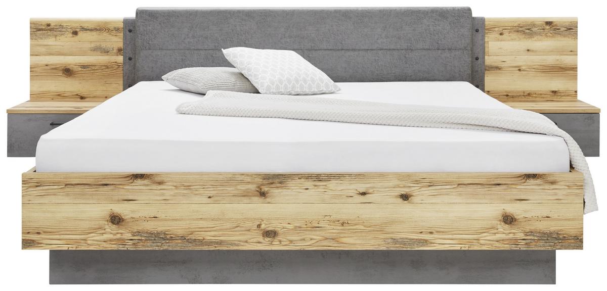 Set Kreveta I Noćnih Ormarića Alicante - siva/boje smreke, Moderno, drvni materijal/tekstil (180/200cm) - Modern Living