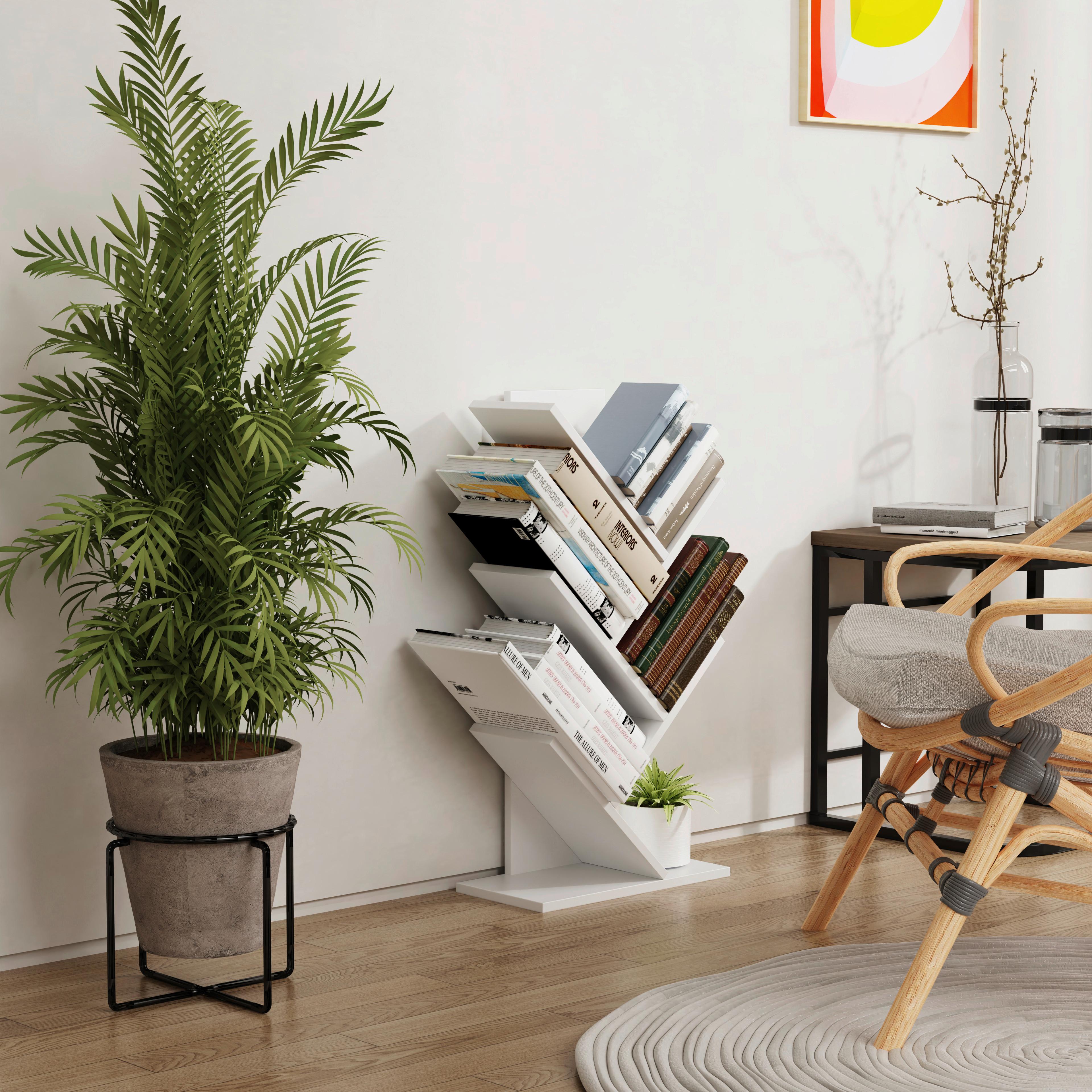 Regal Nulis L, Bela - bela, Design, leseni material (40/77/20cm) - MID.YOU