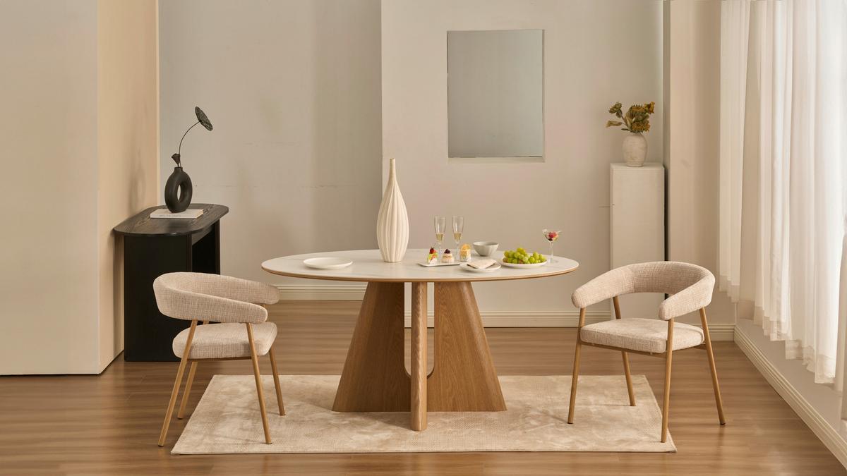 Jedilna Miza Otis, Barva Hrasta, Bela, 160x90 - barve hrasta/bela, Moderno, kamen/leseni material (160/90/75cm) - Livetastic