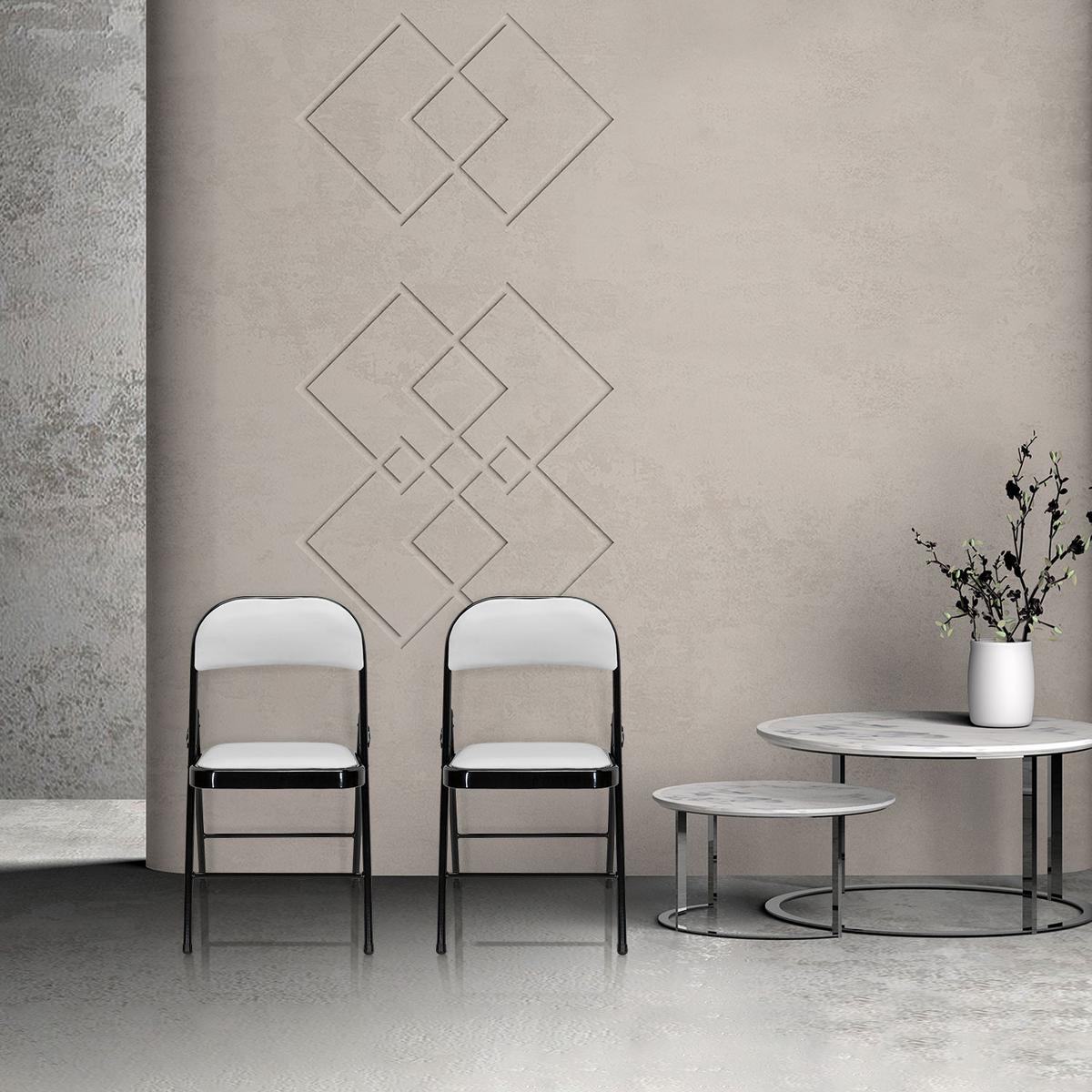 Zložljiv Stol Tudela Pu, Bela - črna/bela, Basics, kovina/tekstil (44/80/49cm) - MID.YOU