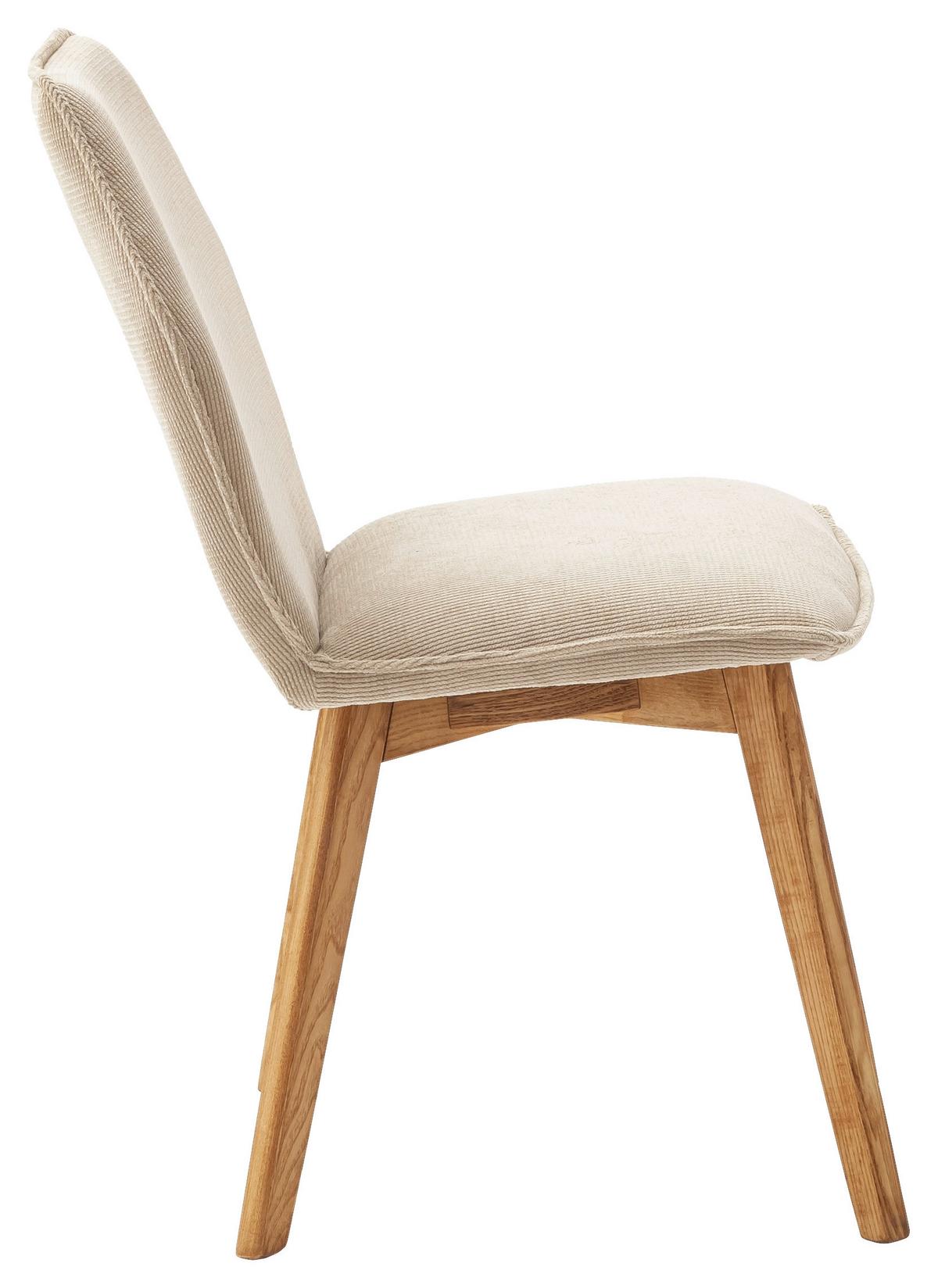 KRZESŁO LARDOS - beżowy/kolor dębowy, Design, drewno/tkanina (49/87/63cm) - Livetastic